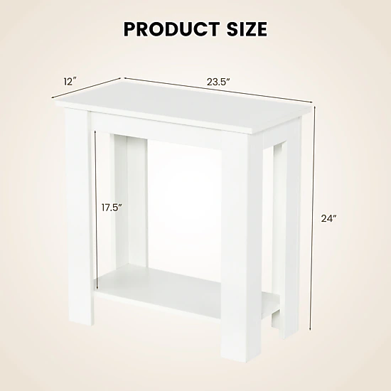 Glintex Compact 2-Tier End Table with Open Bottom Shelf and 110-Lb Top