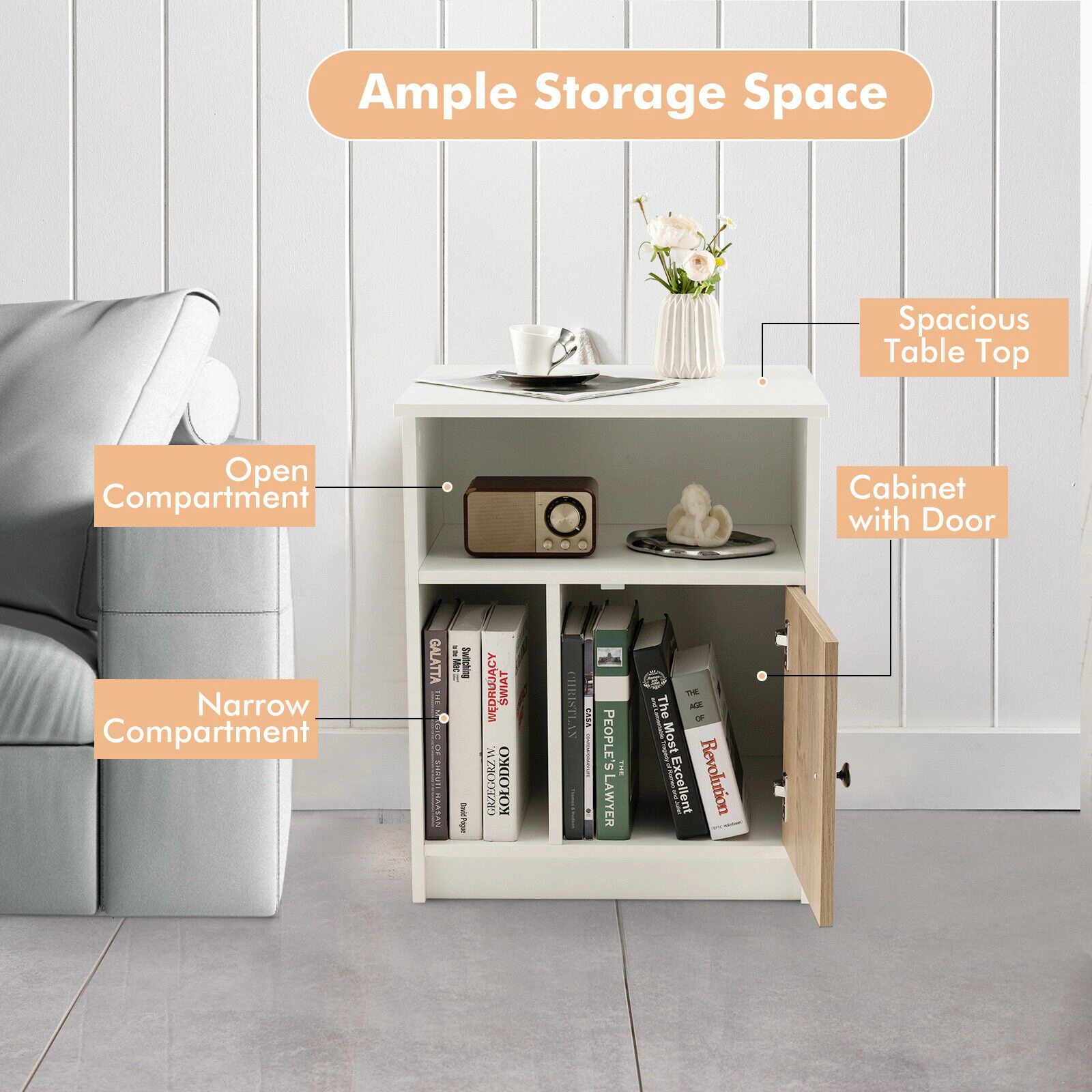 SlickBlue 2-Piece Nightstand Set with Storage Compartments