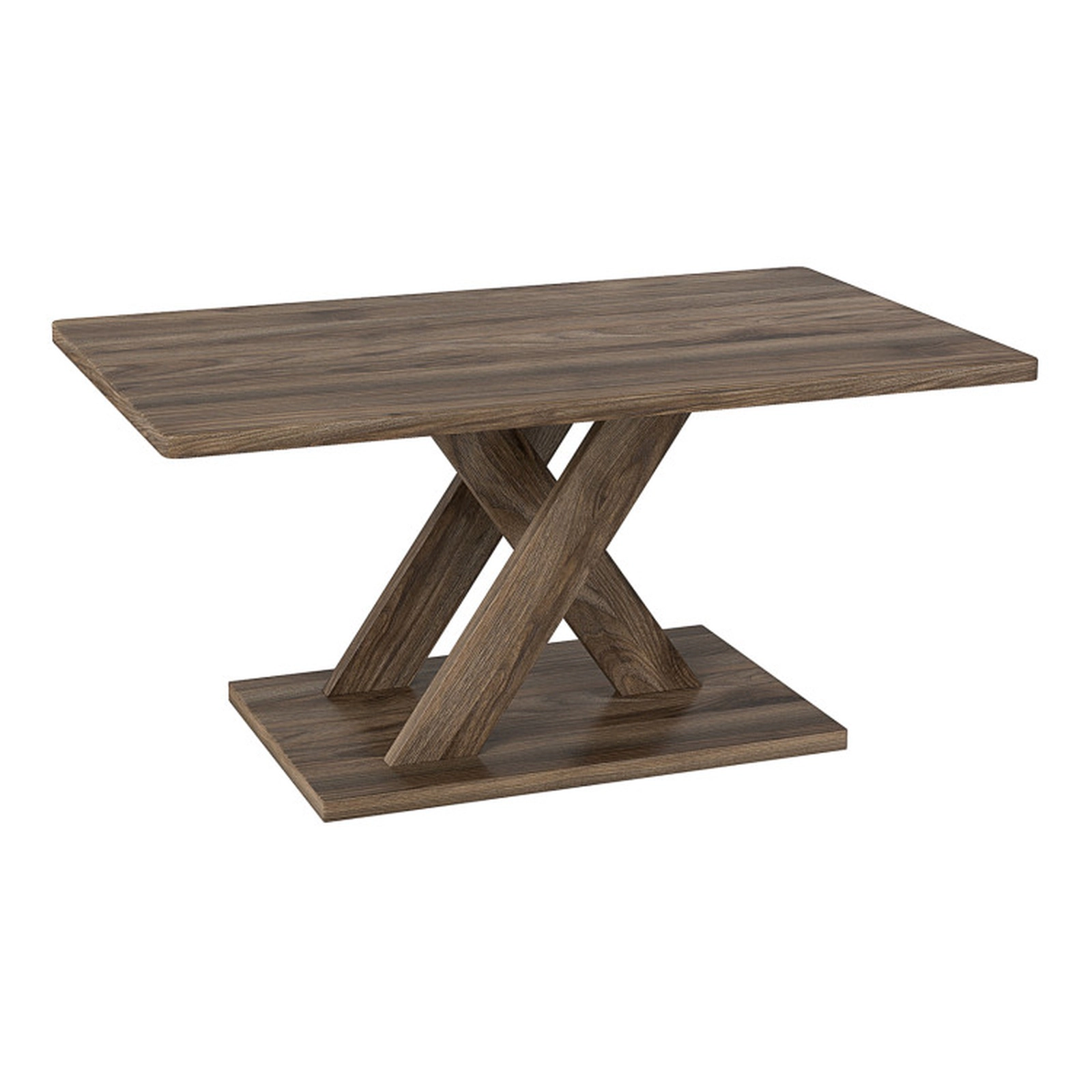 SUGIFT 37.5-in Rectangular Coffee Table with Stable Base and Rubber Wood Connection 220-lb Capacity Rustic Brown 1-Piece