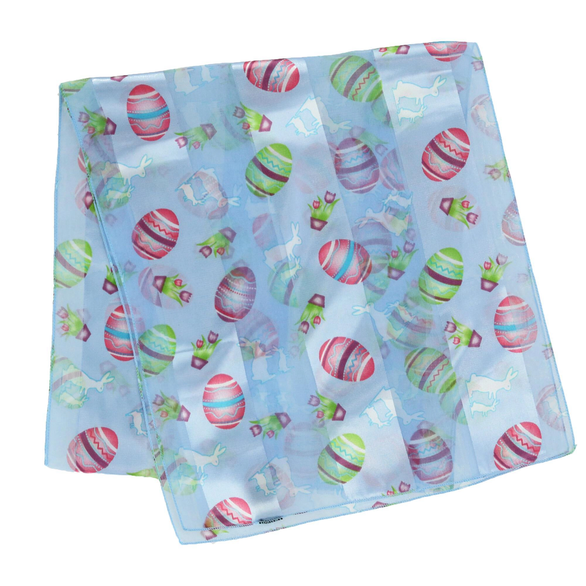 CTM Women's Easter Bunny and Egg Print Holiday Lightweight Scarf