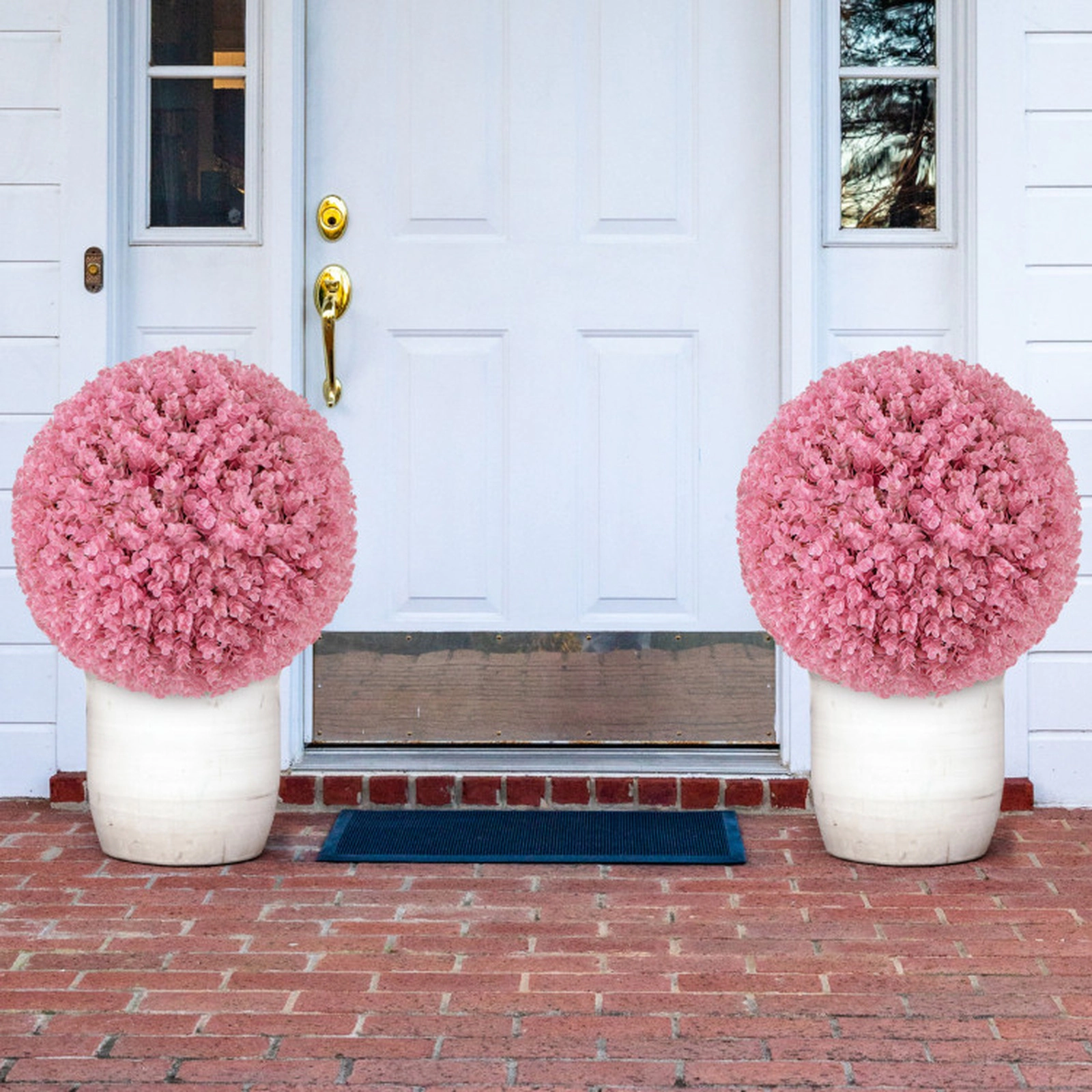 SUGIFT Faux Eucalyptus Decorative Ball Artificial Plant 17.5-in Outer Diameter Pink/Purple