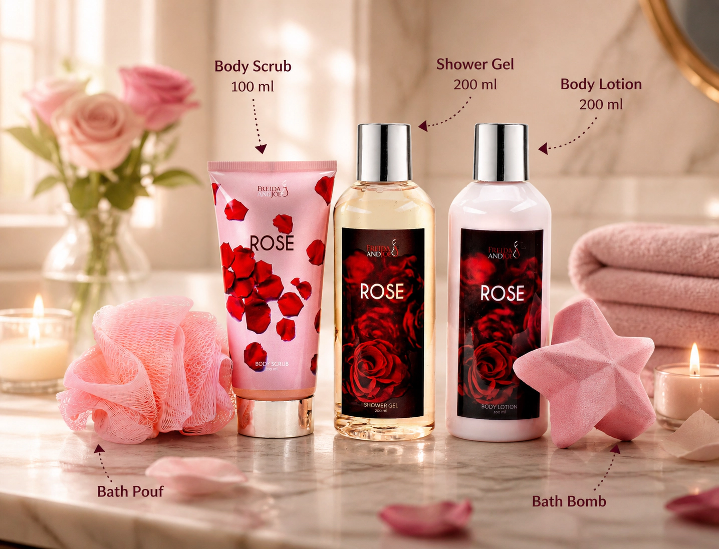 Freida and Joe  Women Rose Spa Gift Box – Elegant Mother's Day Spa Surprise
