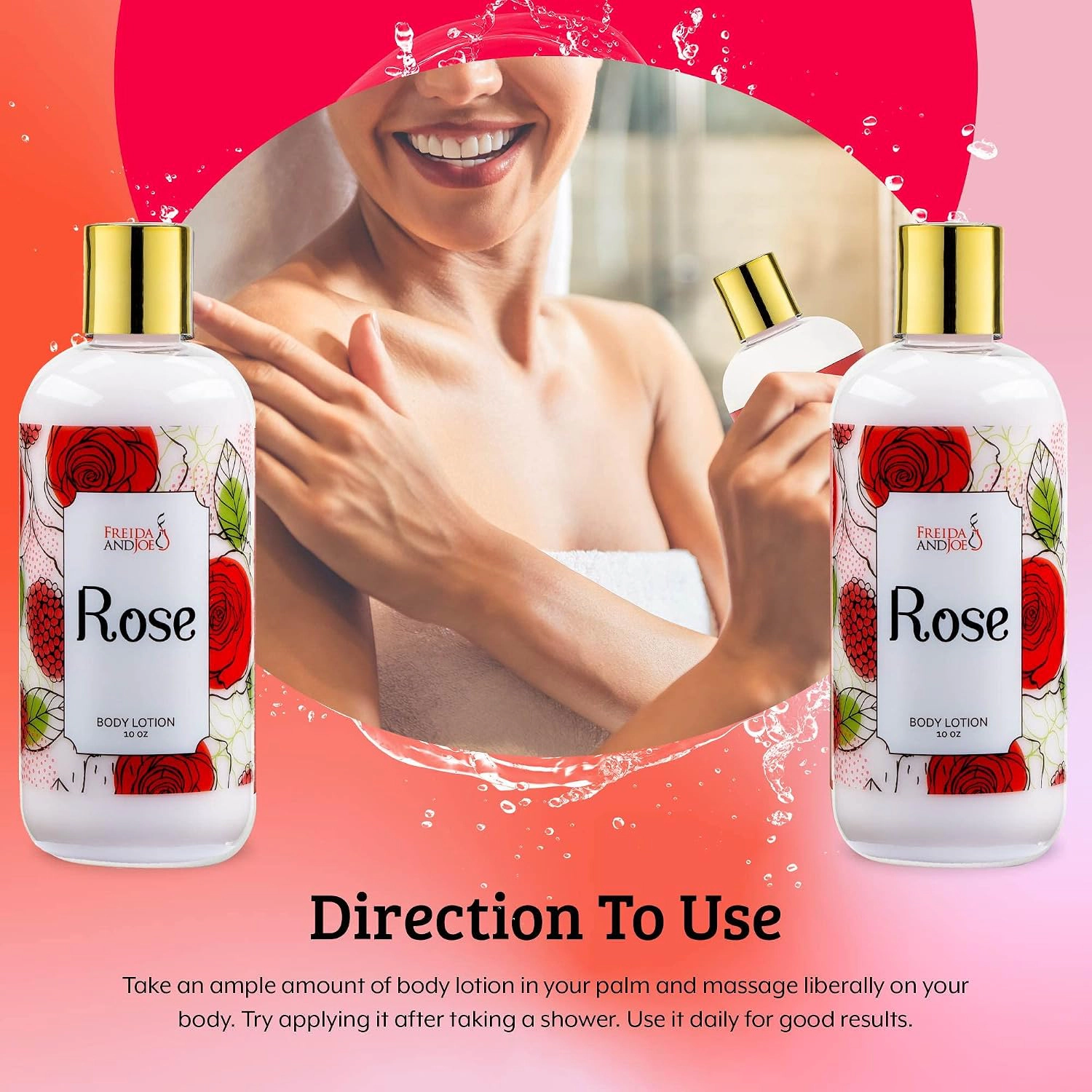Freida and Joe Women Rose Fragrance Body Lotion in 10oz Bottle