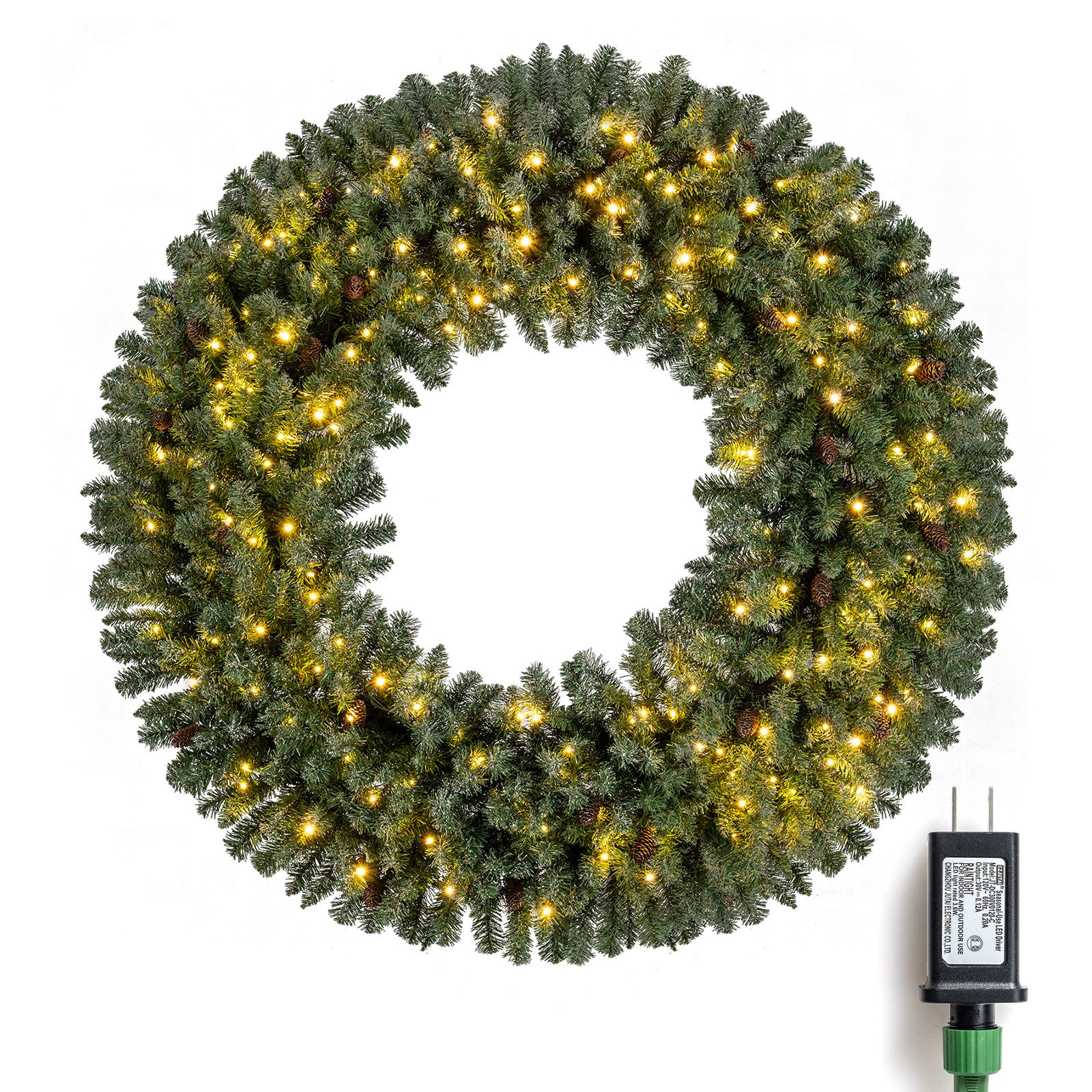 SlickBlue Large Artificial Christmas Wreath for Indoor & Outdoor Holiday Decoration