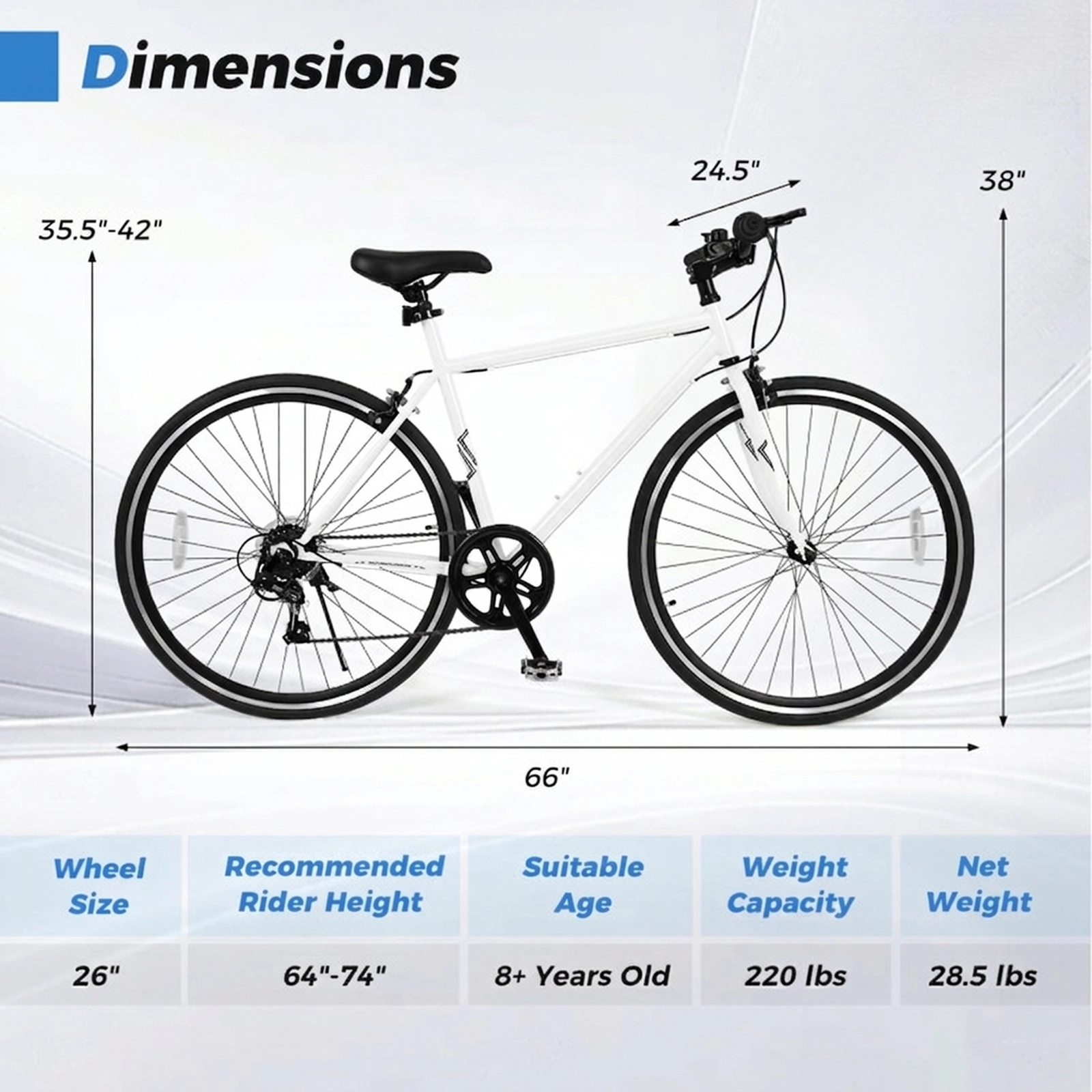 SUGIFT Adjustable 6-Speed Mountain Bike with 26-in Wheels 220-lb Capacity Ages 8+ White Metal Frame