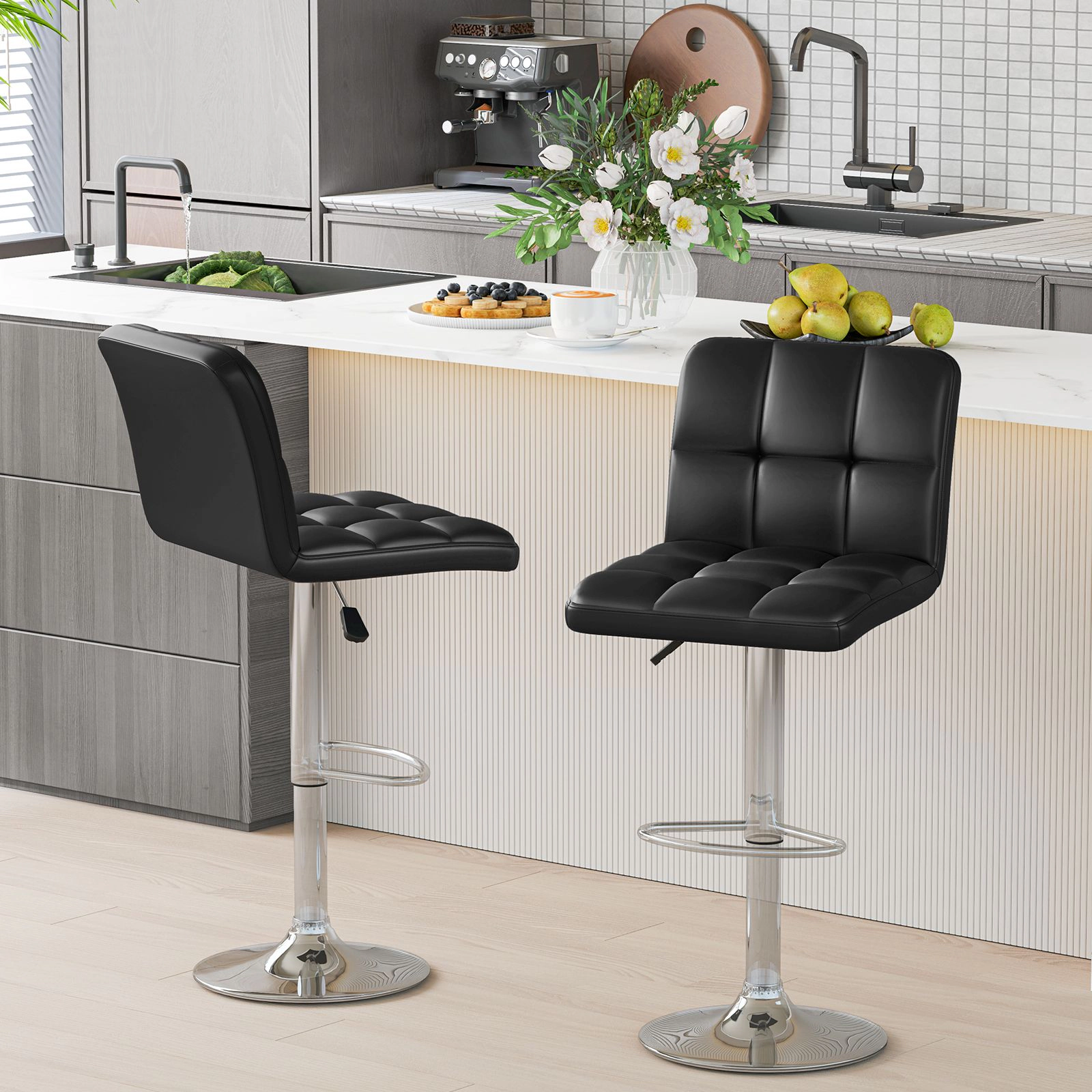SlickBlue Modern Counter Height Bar Stools 360° Swivel Adjustable Kitchen Chairs