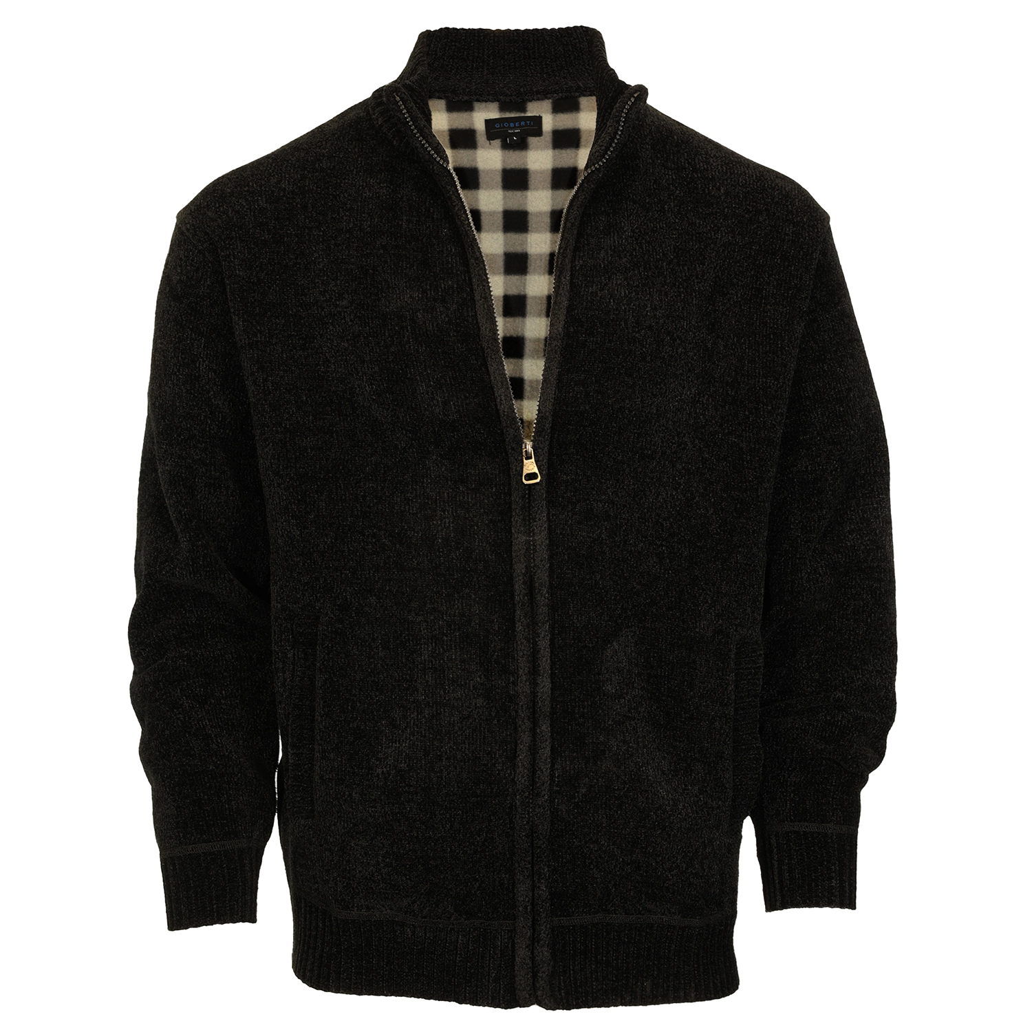 Gioberti Men's Knitted Chenille Cardigan Sweater With Flannel Lining