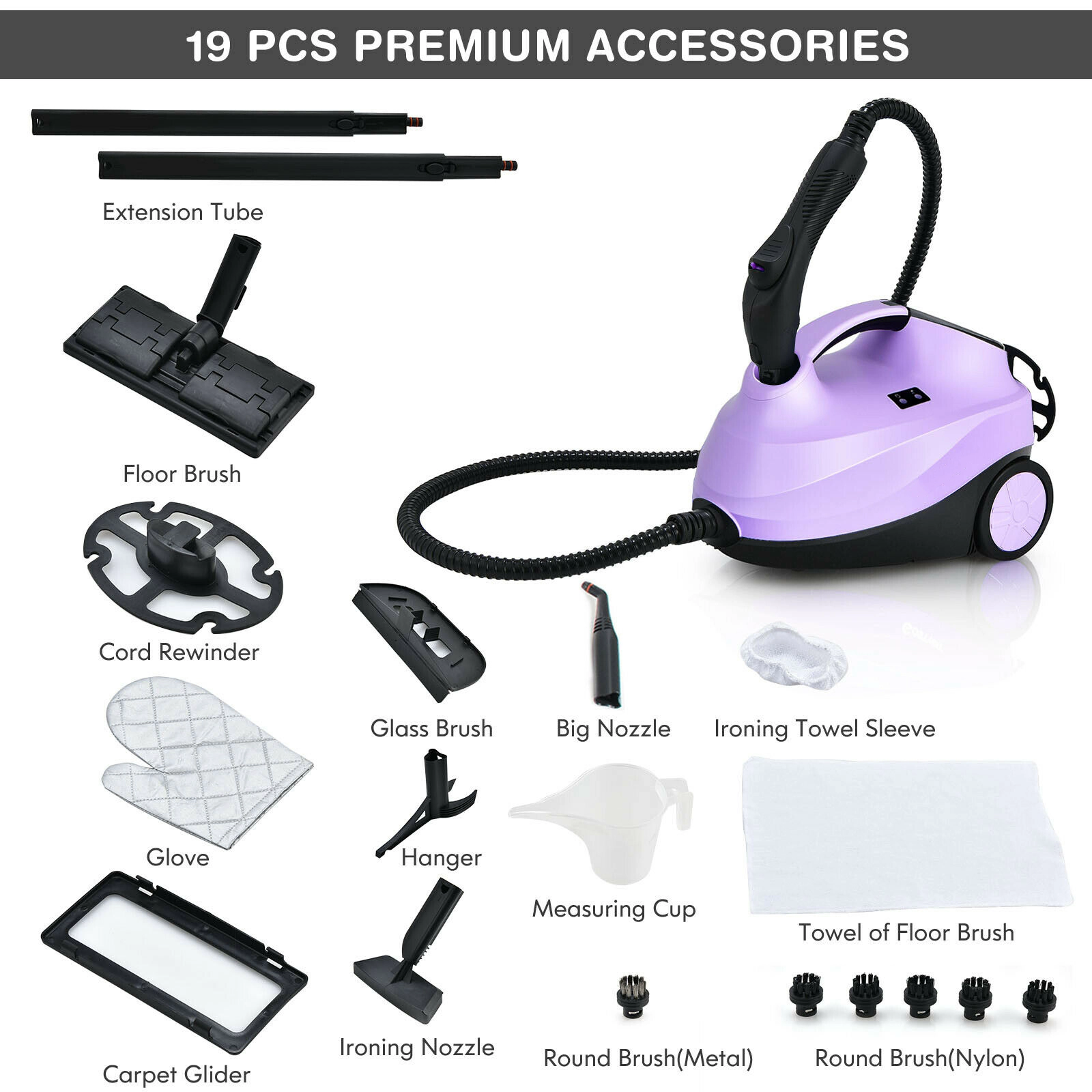 SUGIFT 2000W Heavy Duty Multi-purpose Steam Cleaner Mop with Detachable Handheld Unit Purple