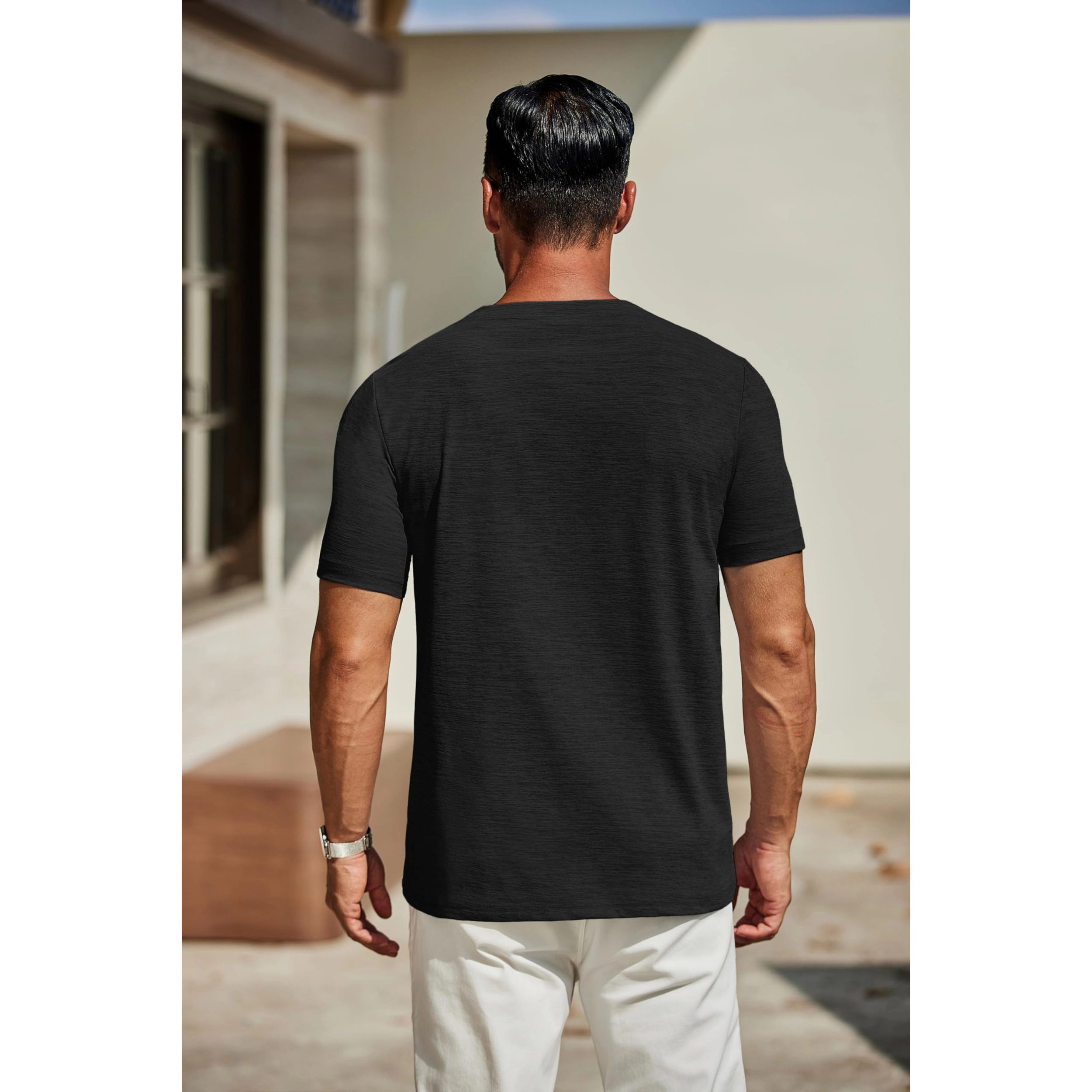 COOFANDY Mens Casual V Neck Short Sleeve T-Shirts  Solid Slim Fit Basic Tees