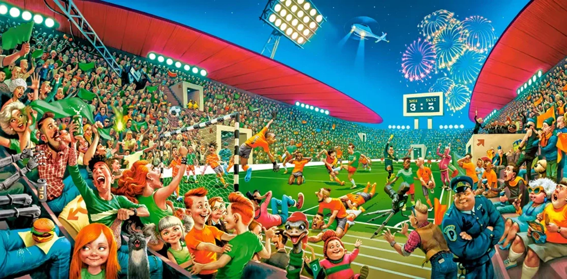 CASTORLAND 4000 Piece Jigsaw Puzzles, Football Championship, Funny sports puzzle, Soccer,  Chaos Style, C-400393-2