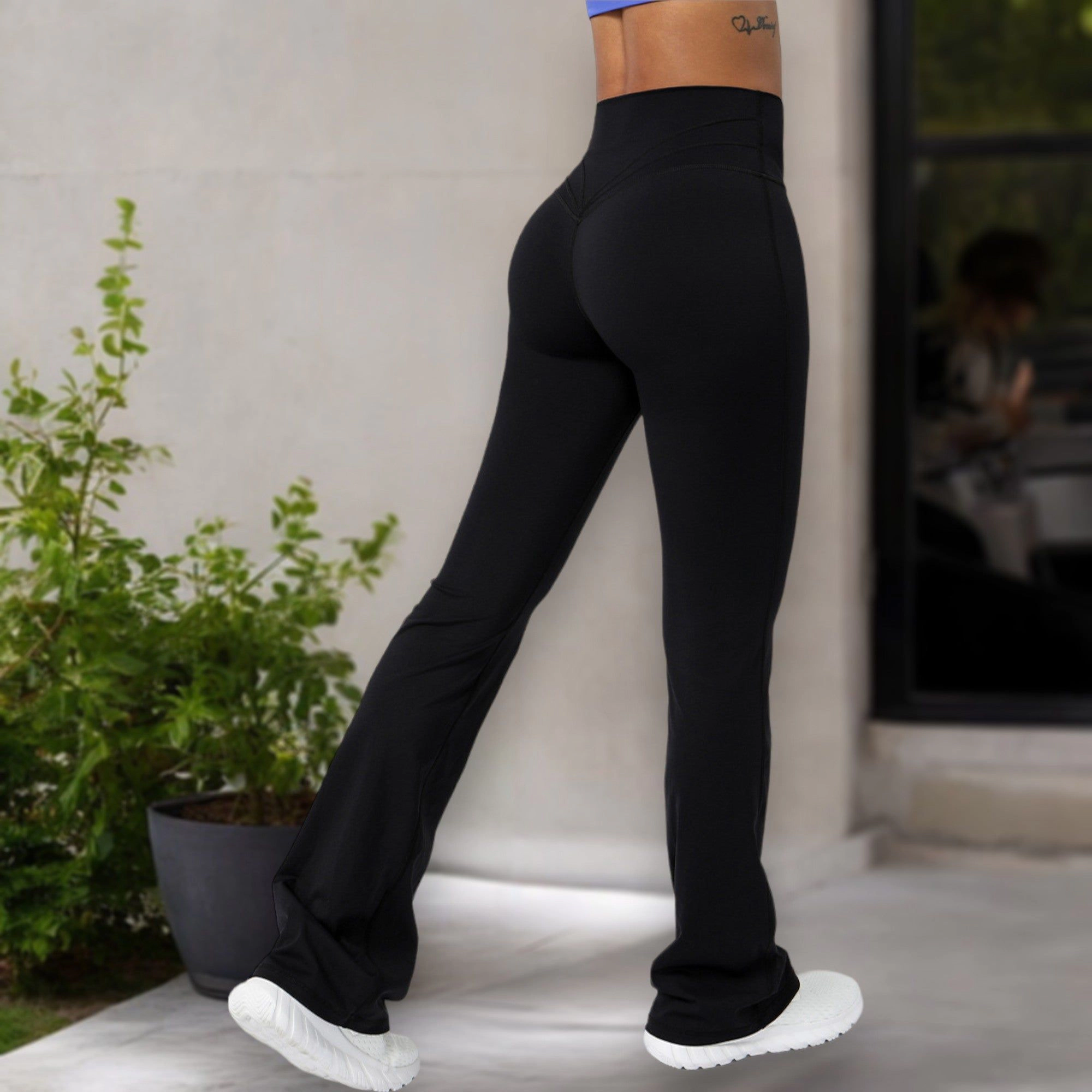 Anna-Kaci Active Women's High Waist Flared Leggings with Stretch Fabric Everyday Look