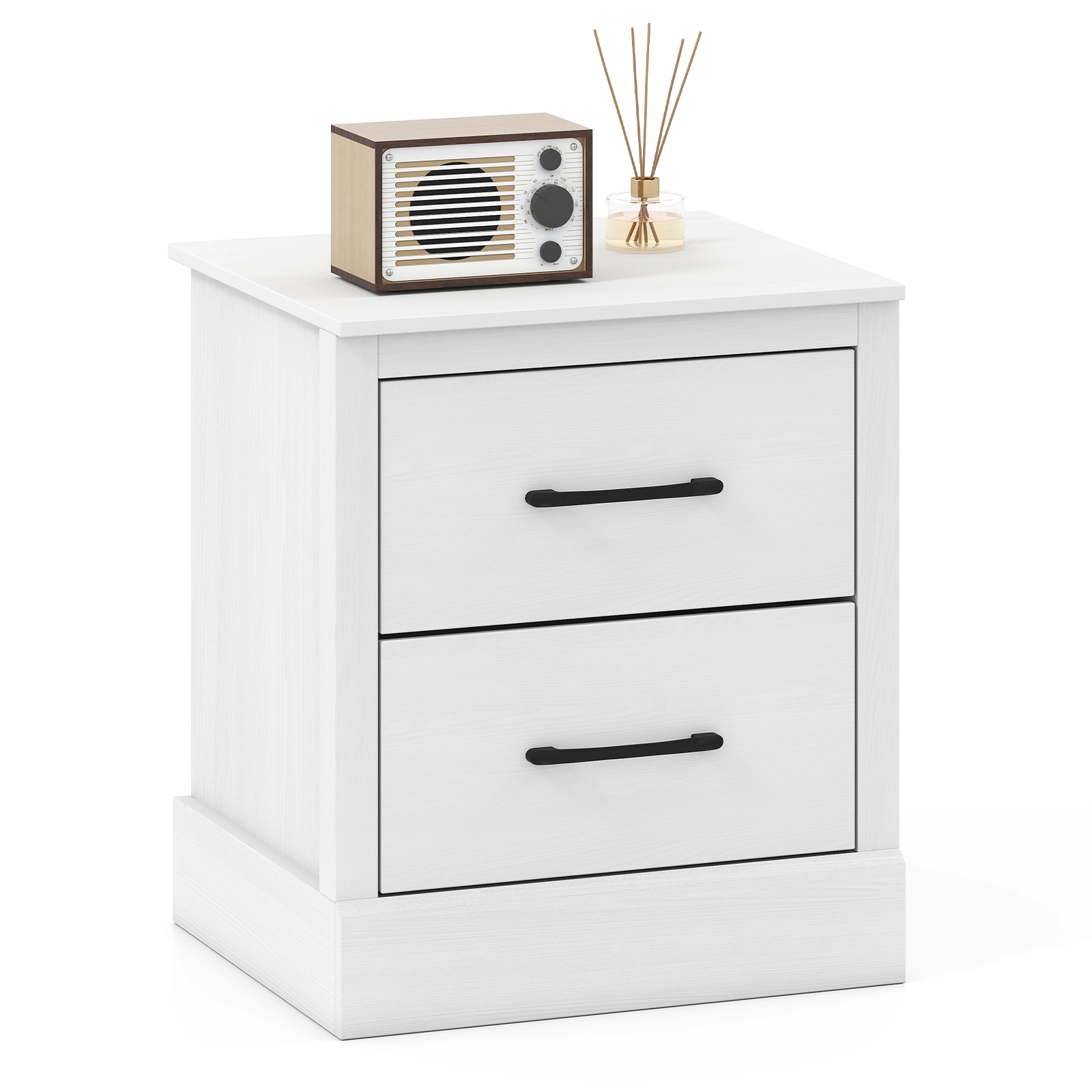 SUGIFT 2-Drawer Engineered Wood Nightstand with Storage 66-lb Tabletop Capacity 22-lb Drawer Capacity White