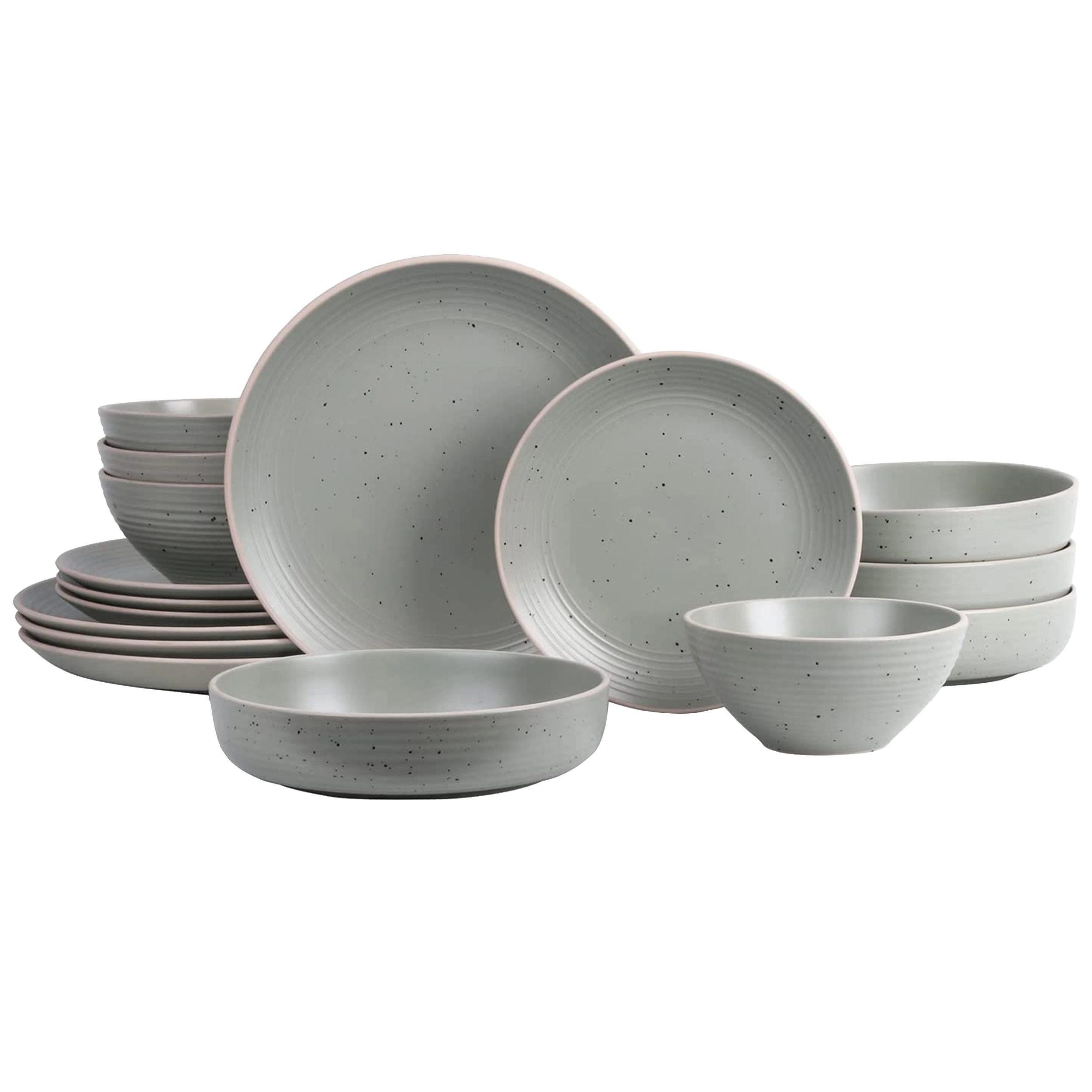Elama Ace 20 Piece Stoneware Dinnerware Set in Green