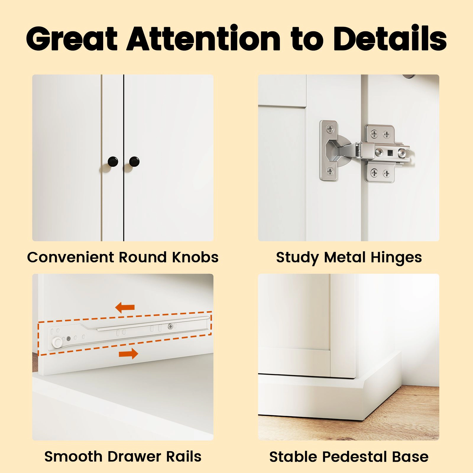 SlickBlue 47.5 Inch Kitchen Pantry Cabinet with Drawers and Storage White