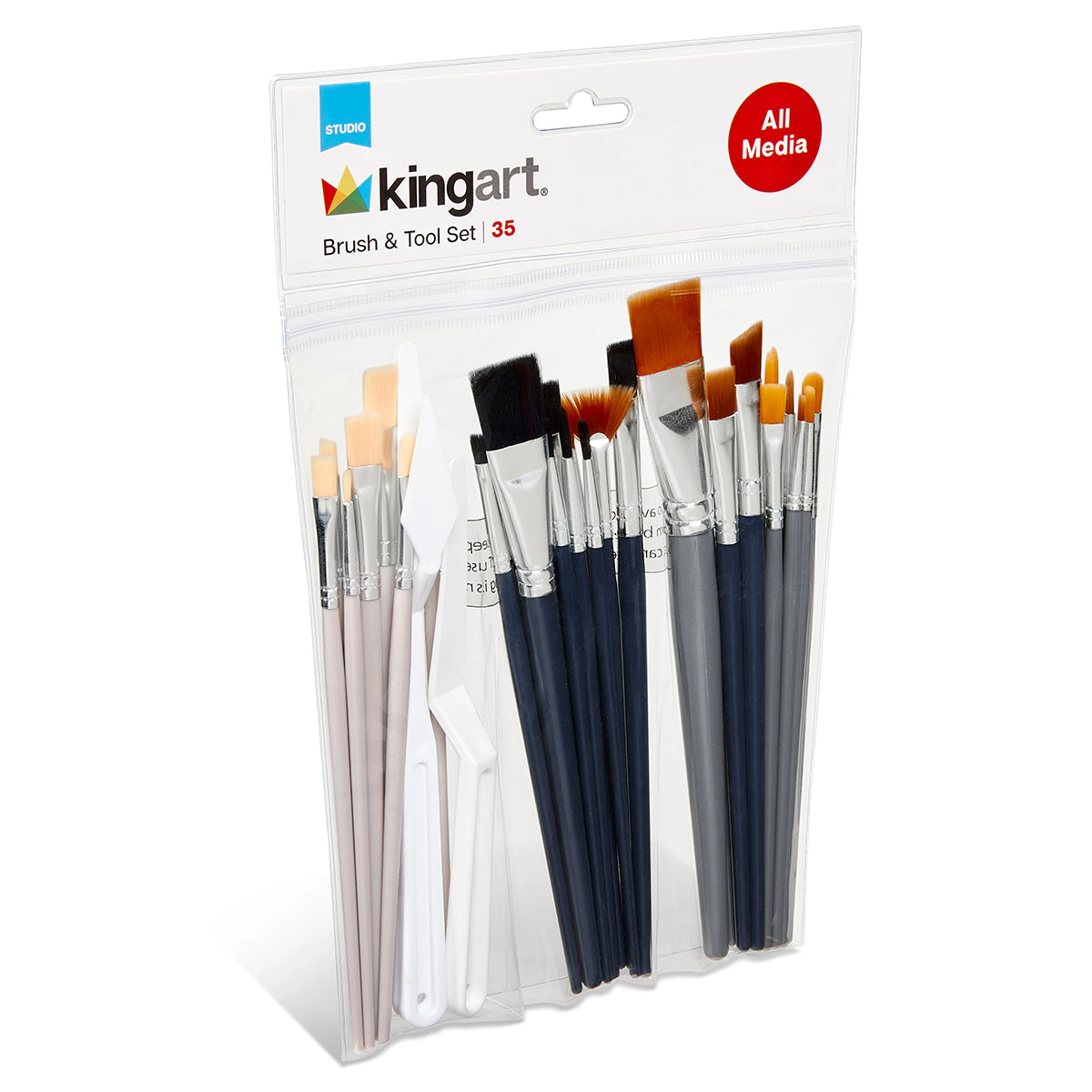 KINGART Studio Brush Set - 35-Piece All-Media Brushes & Palette Knives