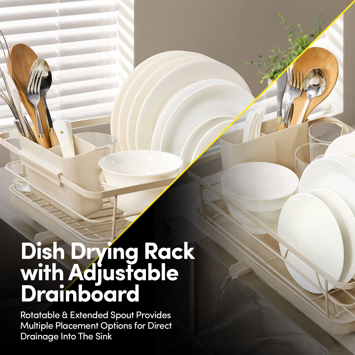 Sweet Home Collection 3-Piece Multi-Functional Dish Drying Rack with Drain Board & Utensil Holder