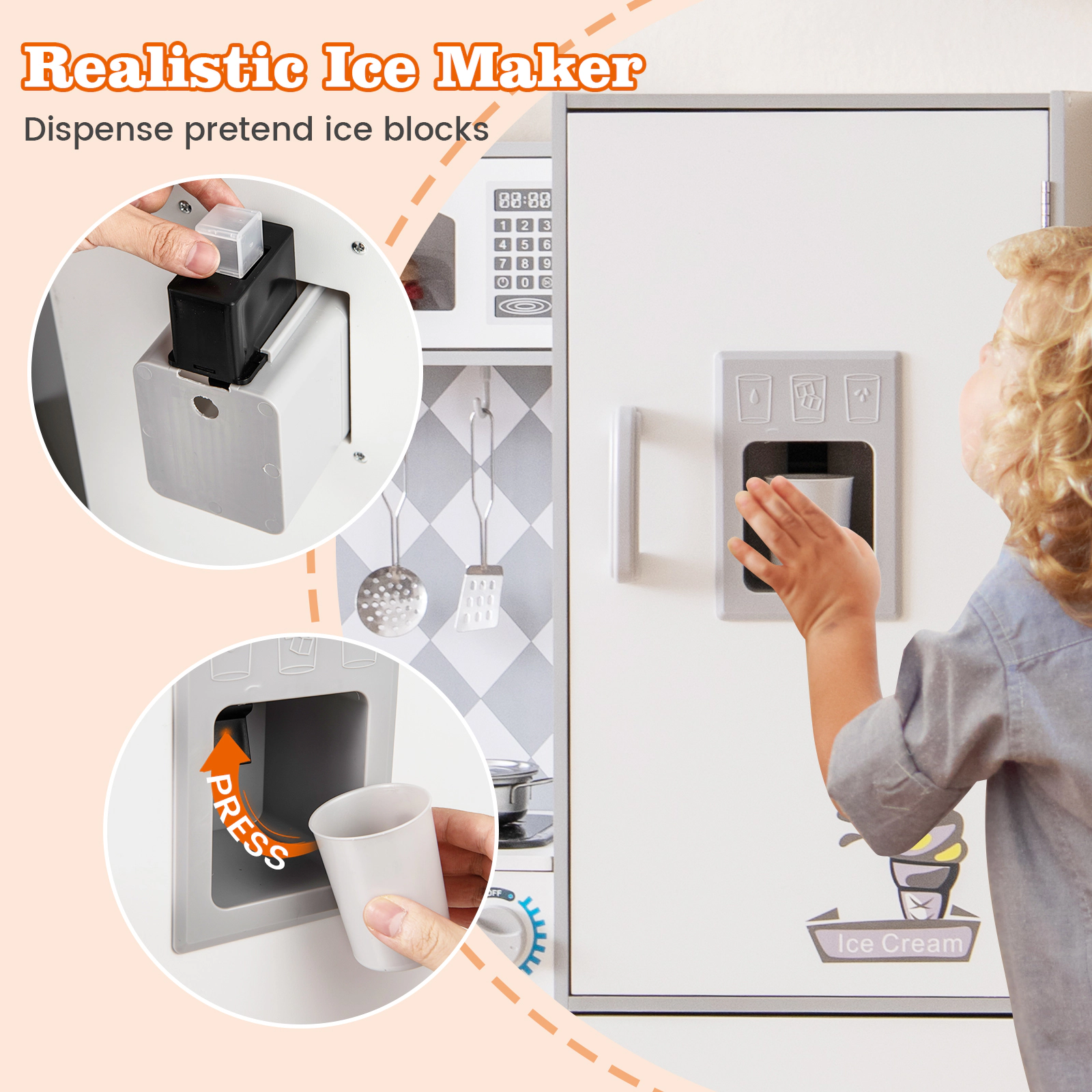 Hivvago Pretend Play Kitchen for Kids Aged 3+ with Real Sounds and Lights
