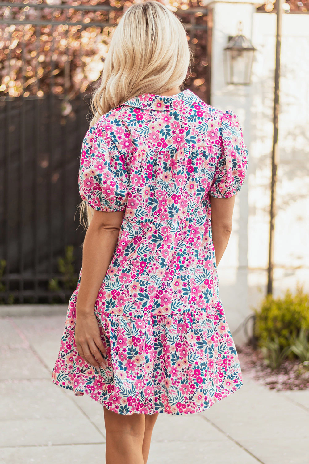 Threaded Pear Women's Lindsey Floral Short Sleeve Loose Dress