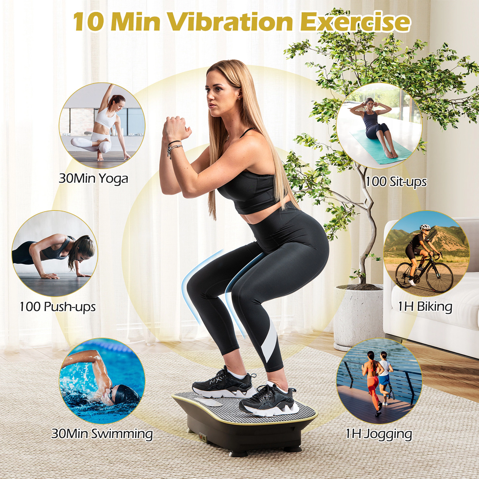 SUGIFT Black Vibration Plate Exercise Machine with Remote Control 20-in W 11-in D 5-in H 330-lb User Capacity