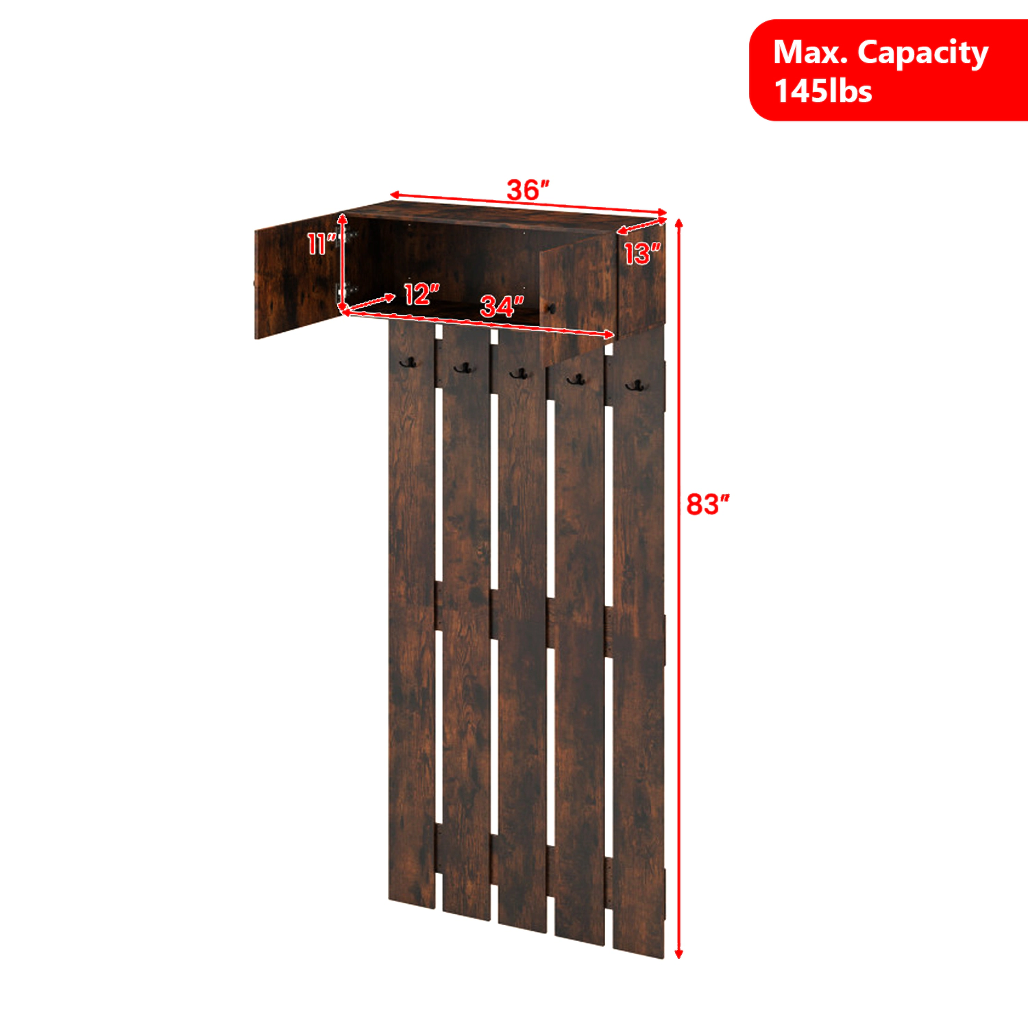 Hivvago Wall-Mounted Coat and Clothing Storage Rack