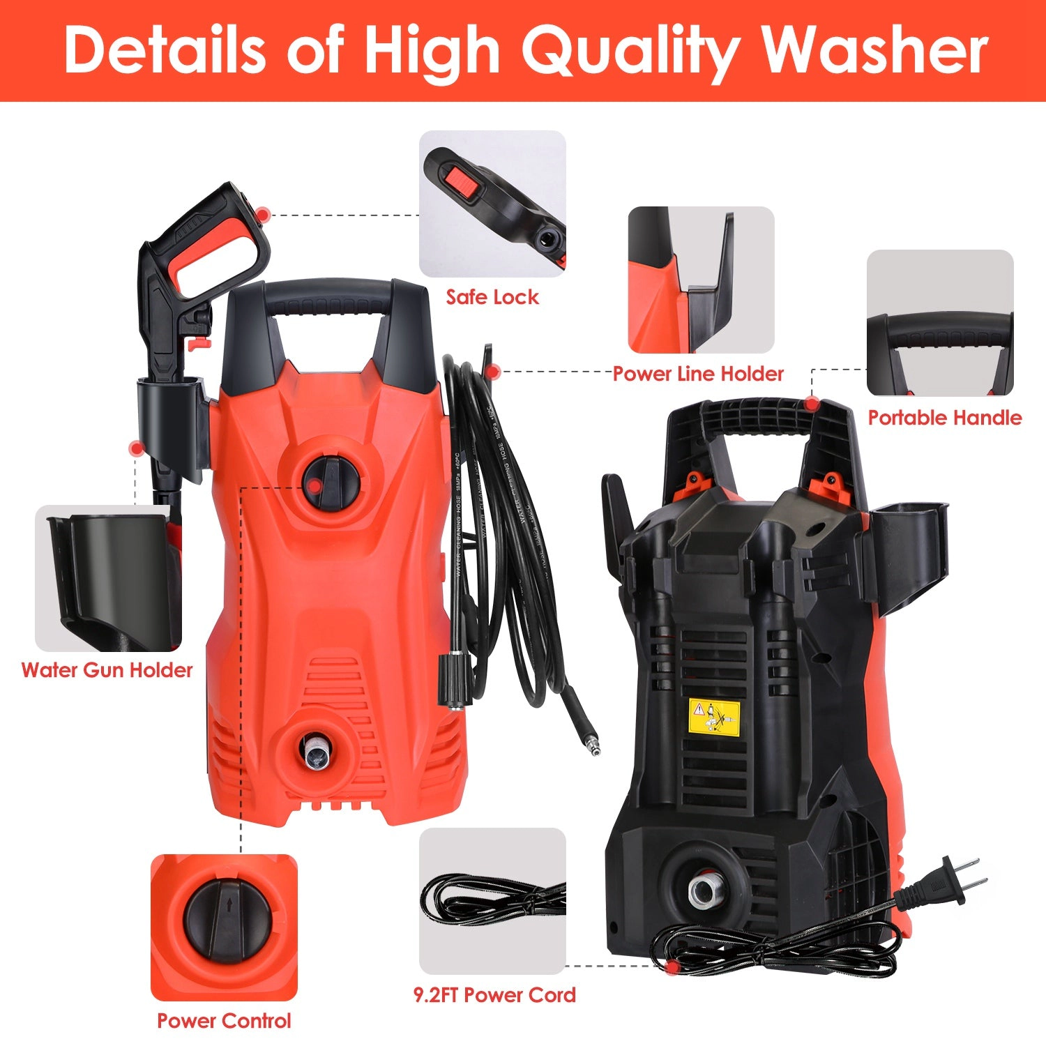 GBruno 1740PSI Electric Pressure Washer