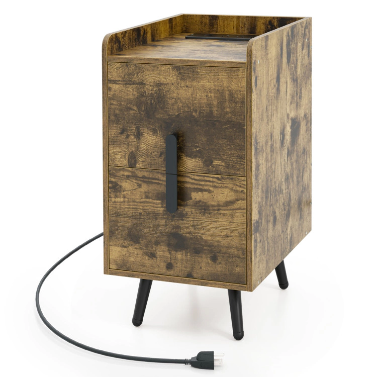 Hivvago Nightstand Side Tables with 2 Drawers and USB Ports
