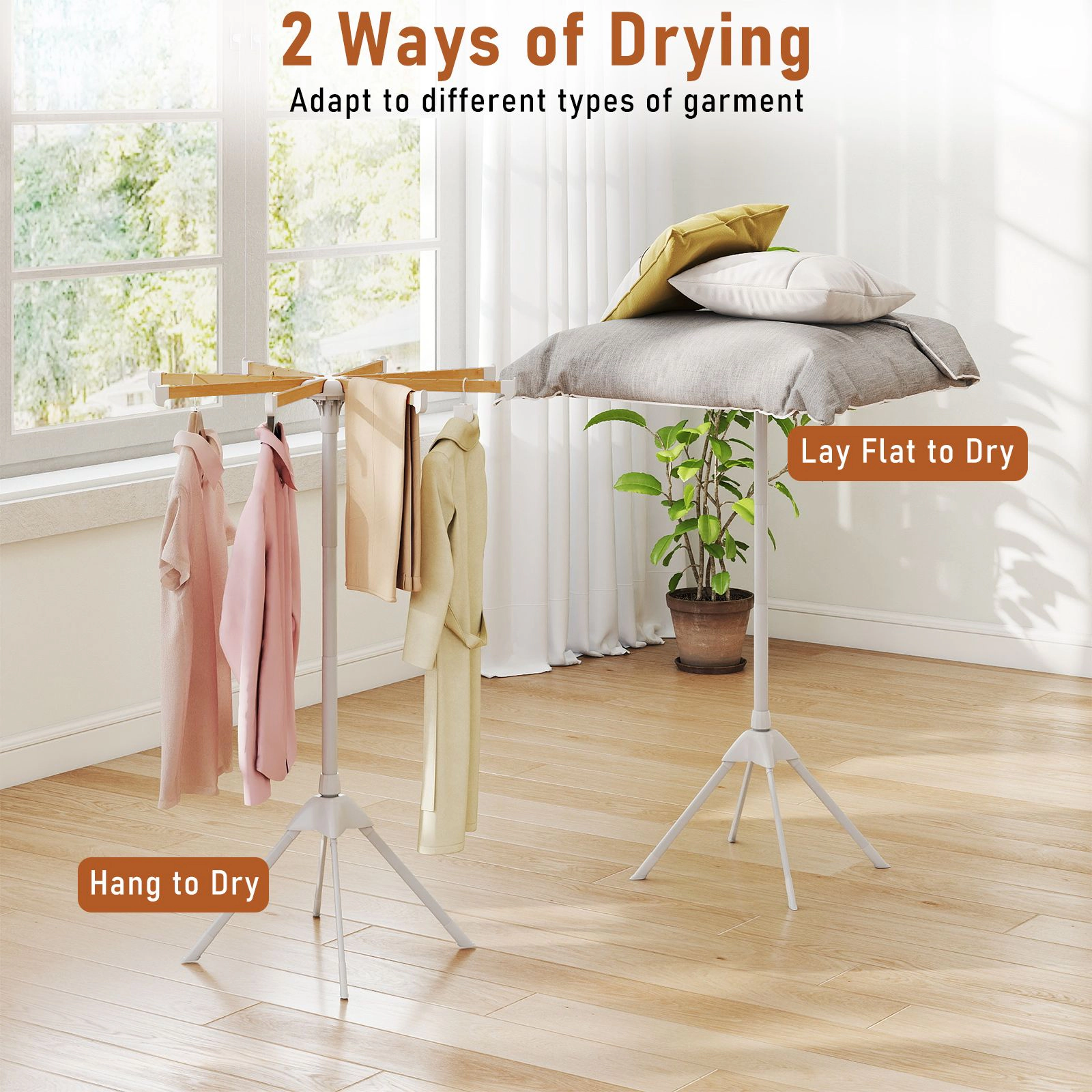 SlickBlue Portable Laundry Drying Stand with 40 Hanger Slots and Space-Saving Design