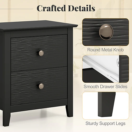 Hivvago Modern Nightstand With 2 Drawers For Small Spaces