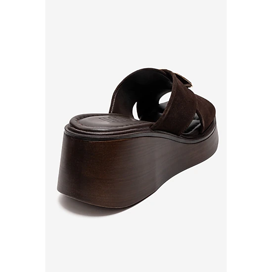 Forever & Always Womens Fianna Leather Cross Strap Platform Sandals
