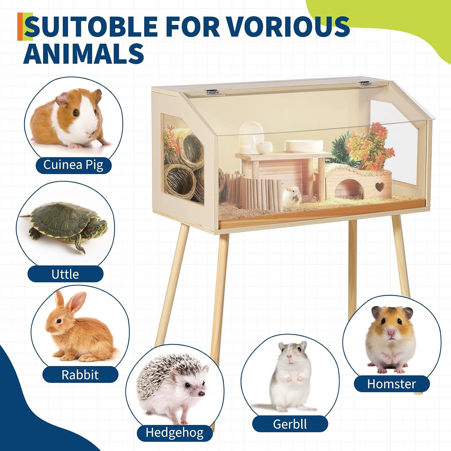 Small Poplar Plywood Hamster Cage, Vertical Large-Space Small Animal Hutch 81.28x40.64x101.60cm
