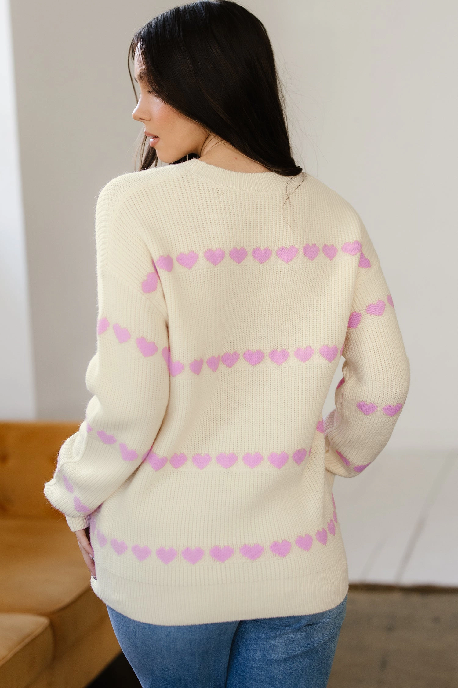 Threaded Pear Women's Navy Valentine Ribbed Knit Sweater
