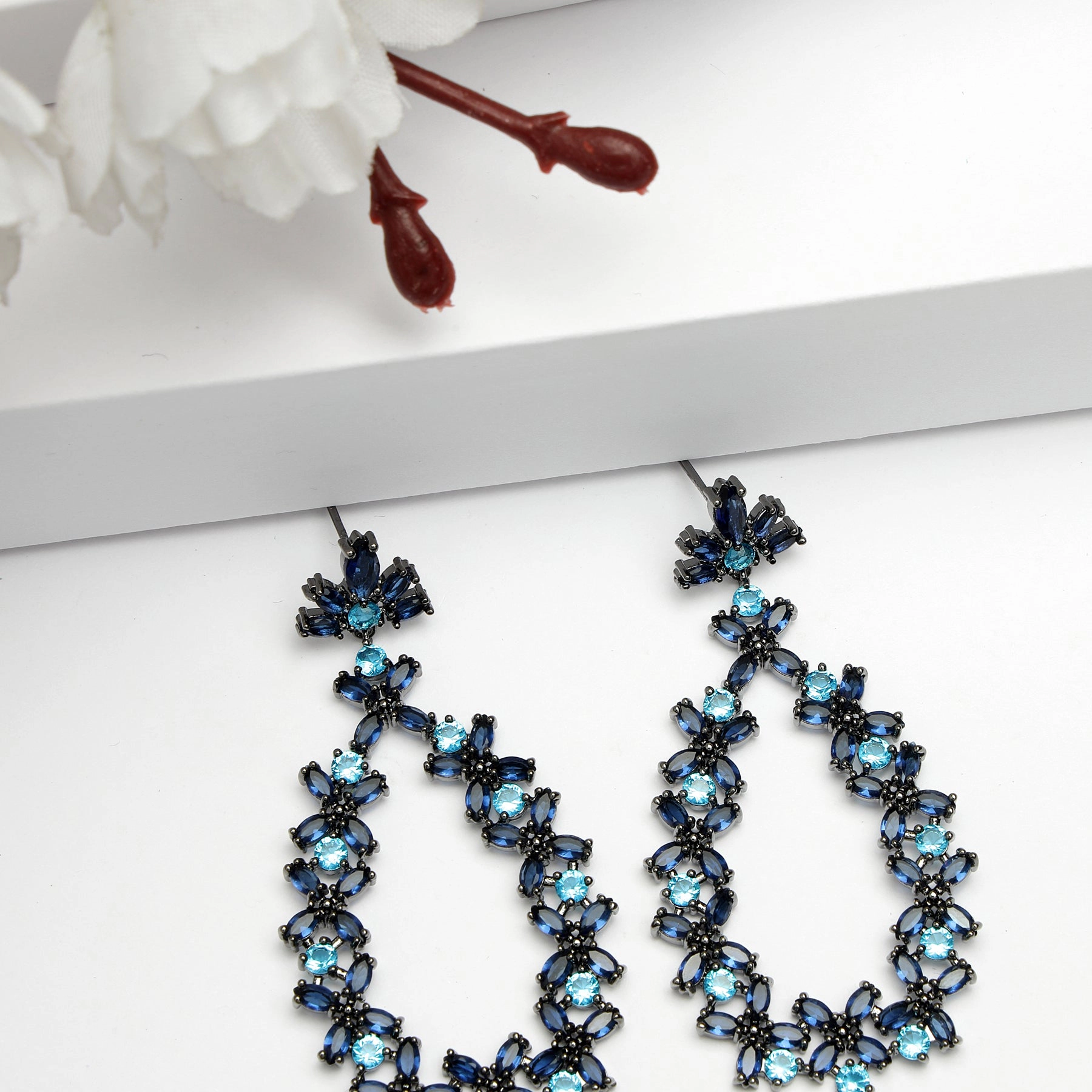 AGP PARIS Womens Diva Collection Dainty Zirconia Floral Drop Earrings