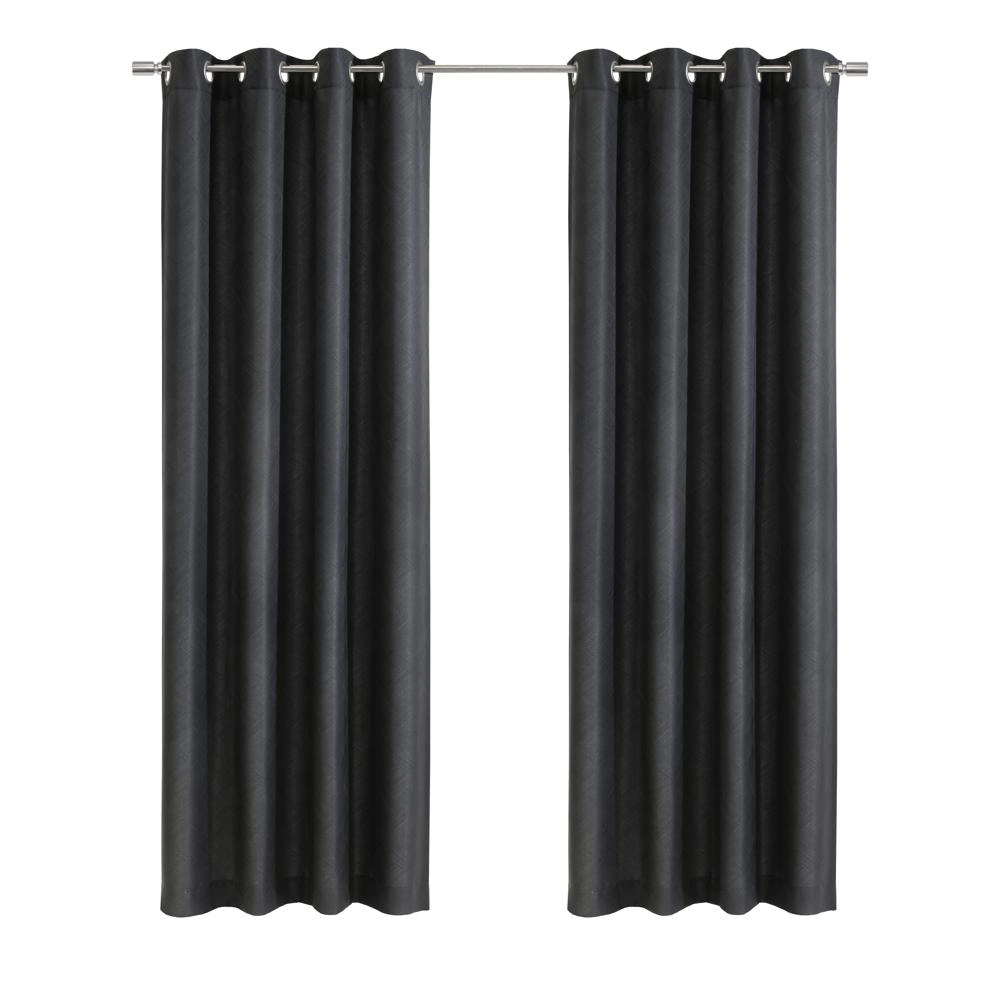 Habitat Abstract Light Filtering Geometric Jacquard Grommet Curtain Panel 52" x 84" Charcoal