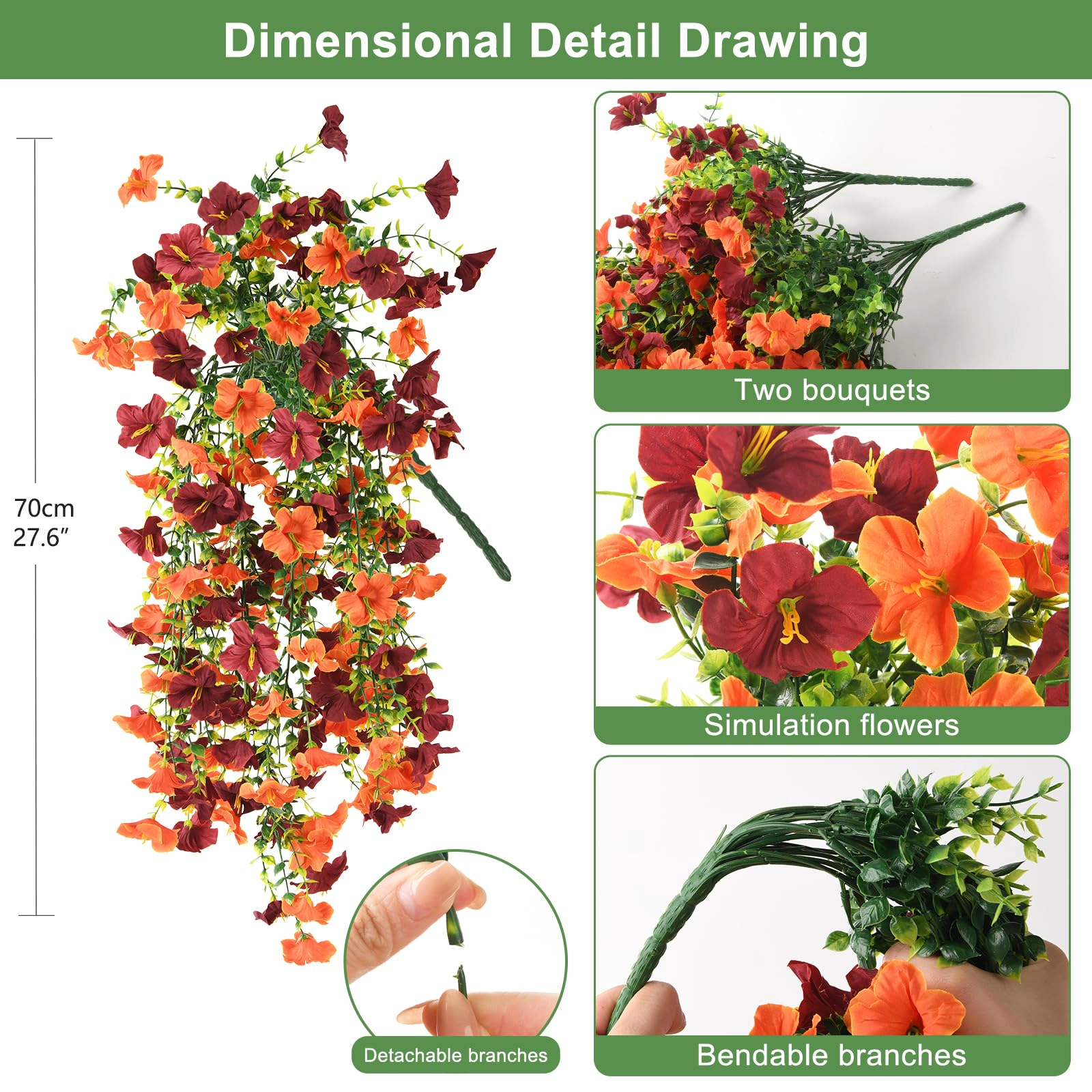 PUPWE Artificial Petunias Flowers For Outdoors Fall Home Decoration
