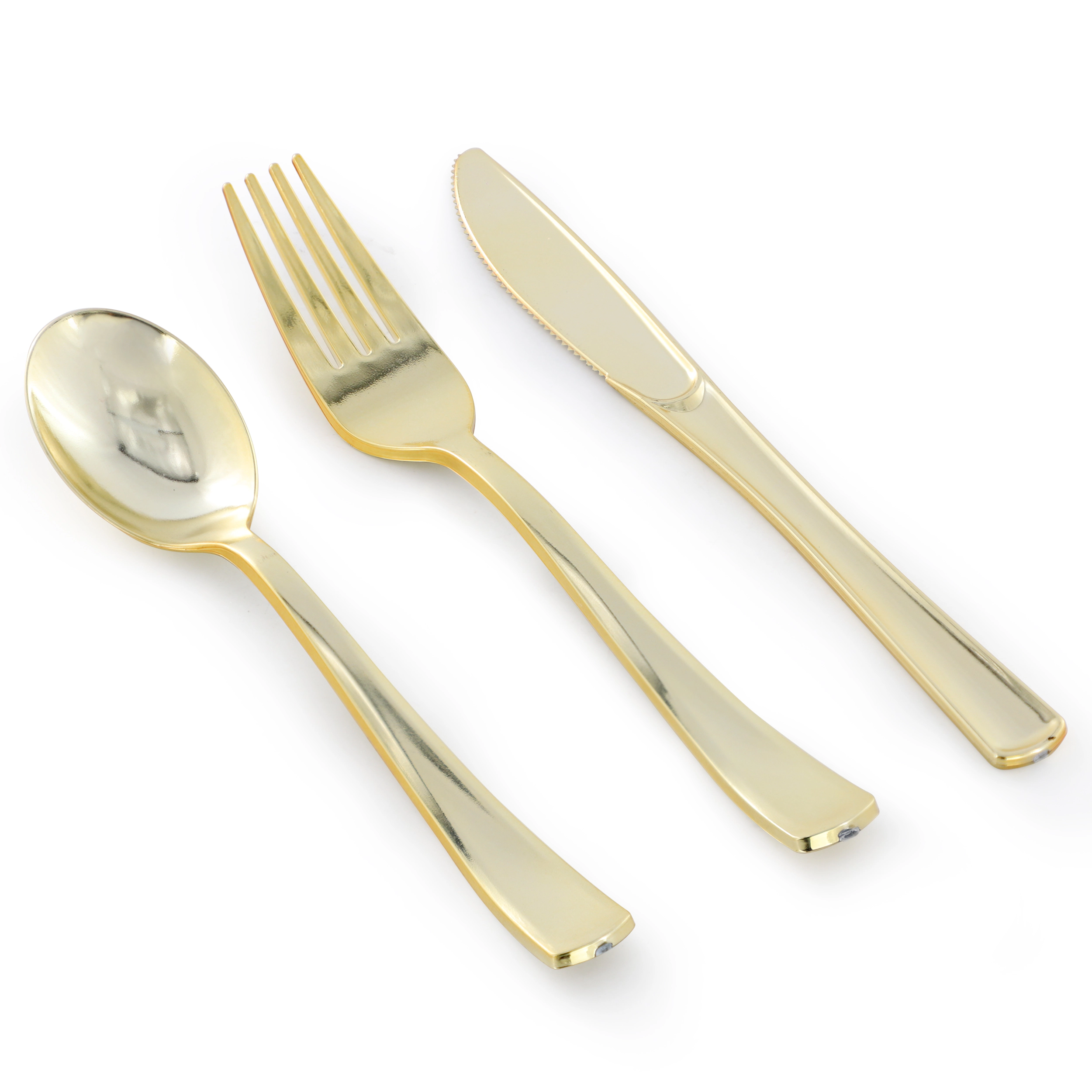 Elama 150 Piece Disposable Plastic Dinnerware Party Set for 25 Guests in White with Gold Decal Trim