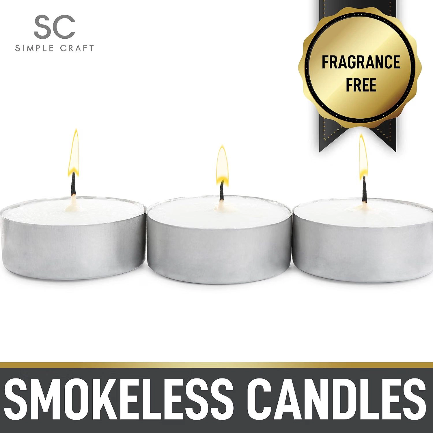 100 Pack Smokeless & Dripless Tea Lights Candles - Unscented Tealight Candles Pack