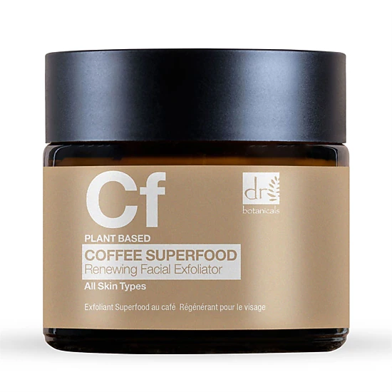 Dr Botanicals Coffee Superfood Renewing Facial Exfoliator 60ml - Salicylic Acid, Vitamin E, Shea Butter