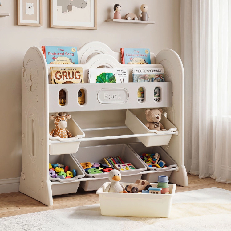 Hivvago Kids Bookshelf and Toy Storage Organizer with 2 Front-Facing Racks