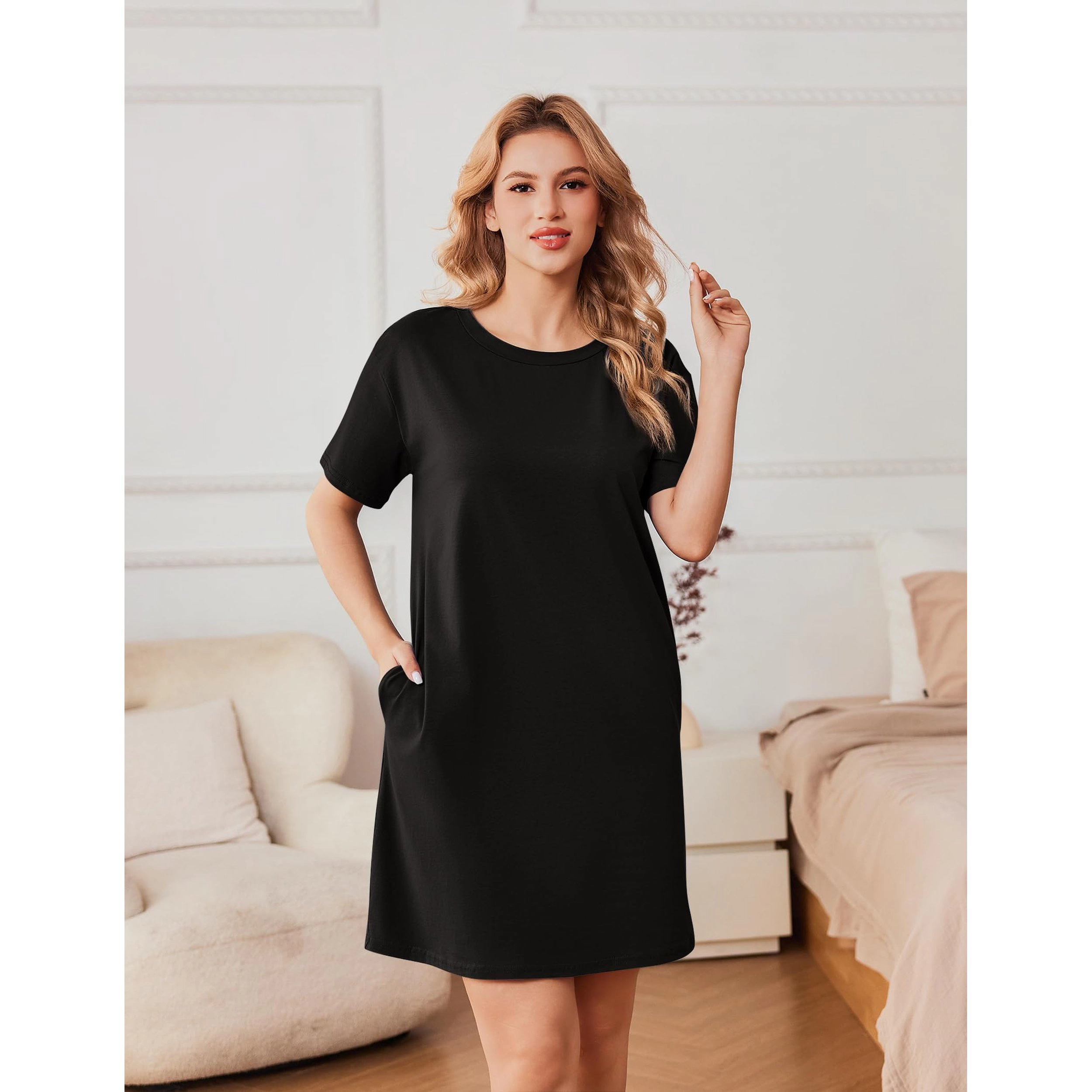 Ekouaer Nightgowns for Women Cotton Sleep Shirts Tshirt Nightshirt Casual Sleepdress Sleepwear
