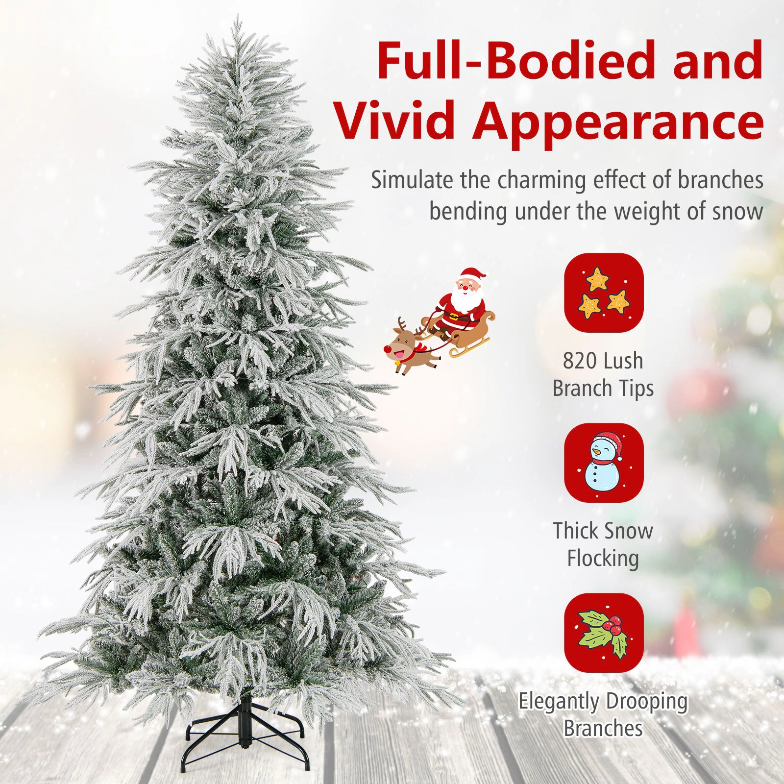 SlickBlue Snow Flocked Christmas Tree with Warm White LED Lights