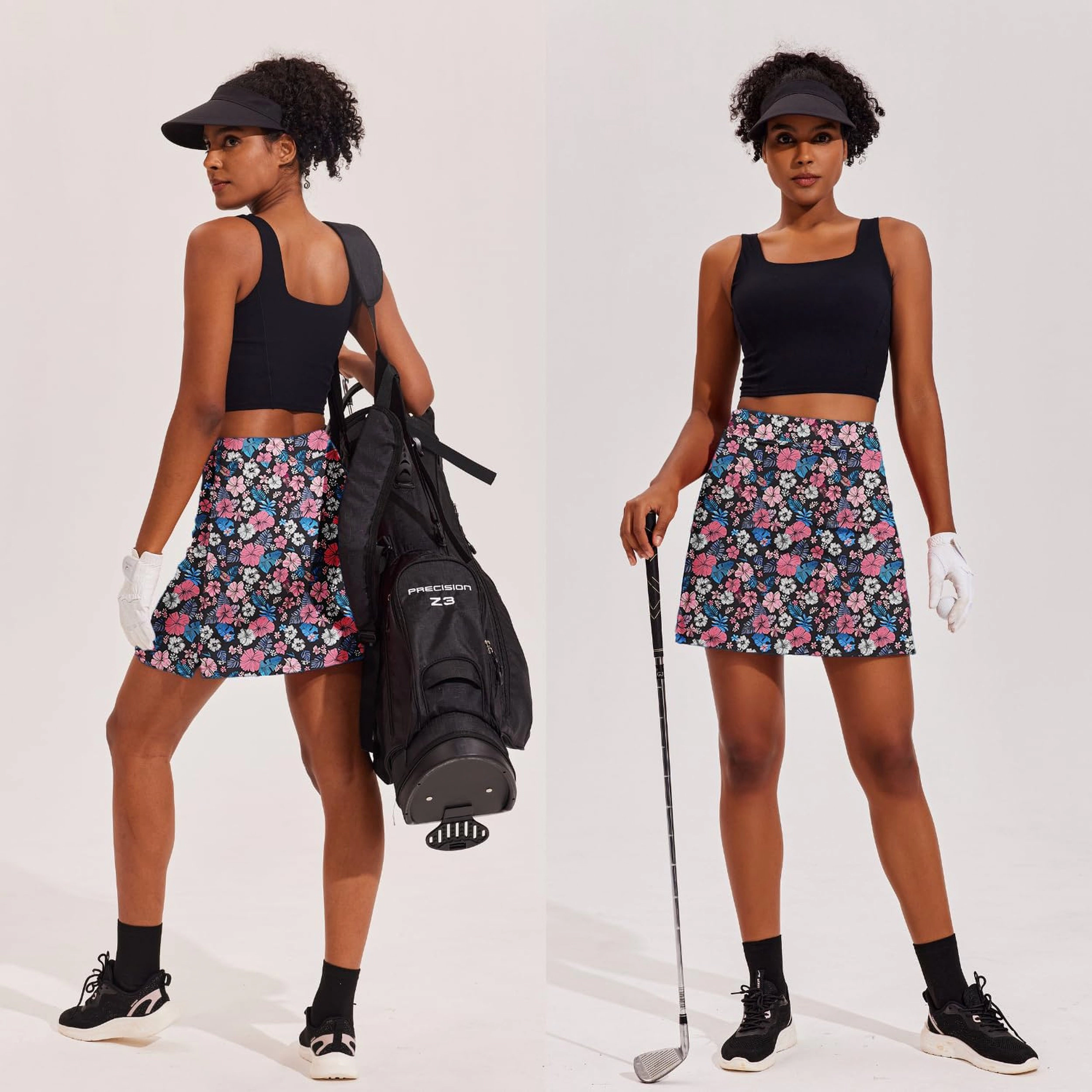Ekouaer Women's High Waist Floral Print Golf Skirt with Side Slit