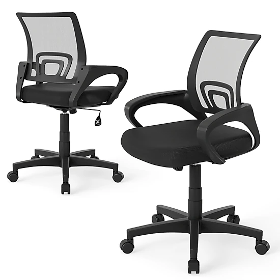 SUGIFT Mid-Back 275-lb Capacity Black Breathable Mesh Ergonomic Computer Desk Chair with Lumbar Support