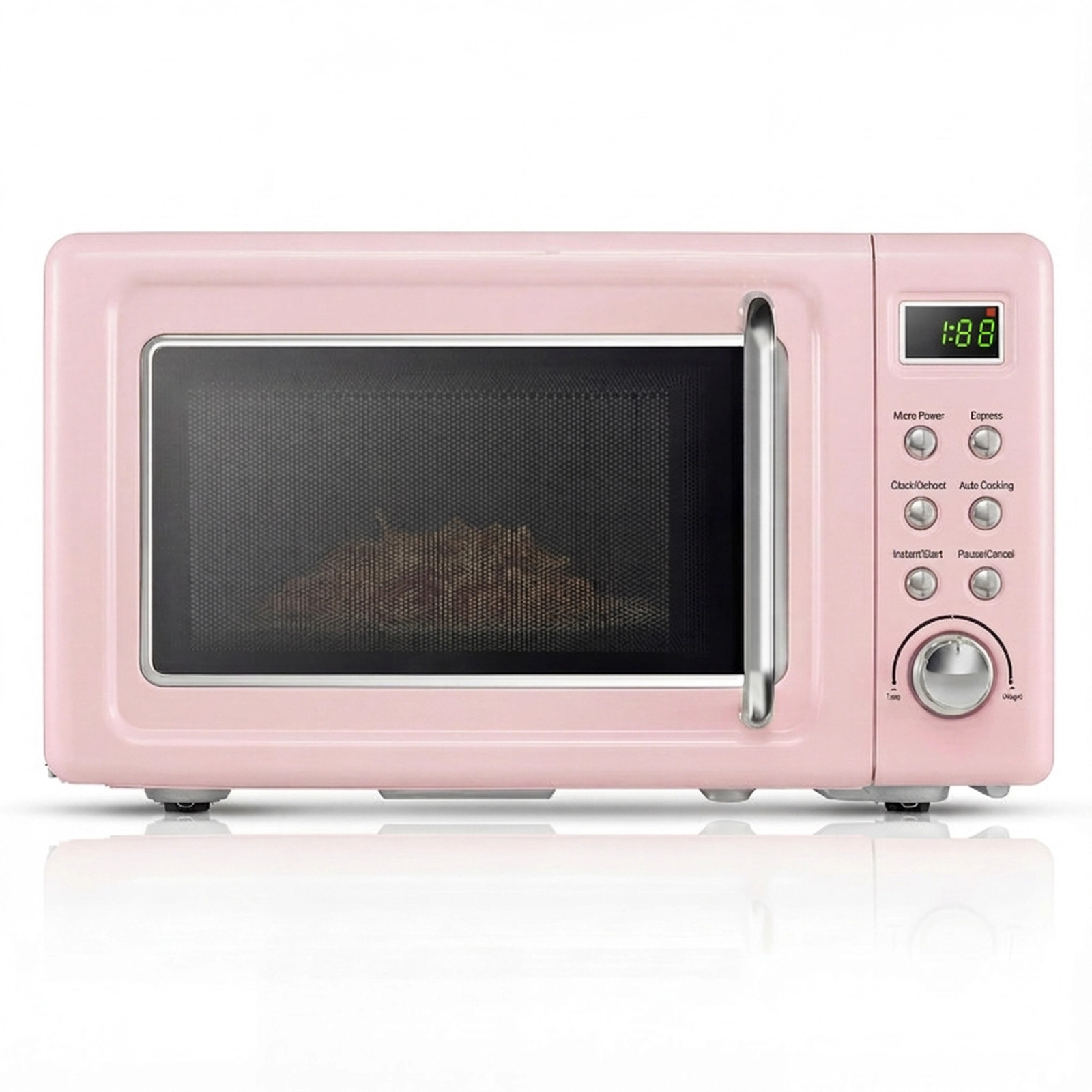SUGIFT Pink Retro Countertop Microwave Oven with 5 Power Levels and Auto Cooking 0.7-Cu-Ft 700W 18-in W 14-in D