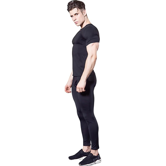 Anna-Kaci Men's V-Neck Short Sleeve Athletic Shirt with Stretch Fabric and Fitted Silhouette