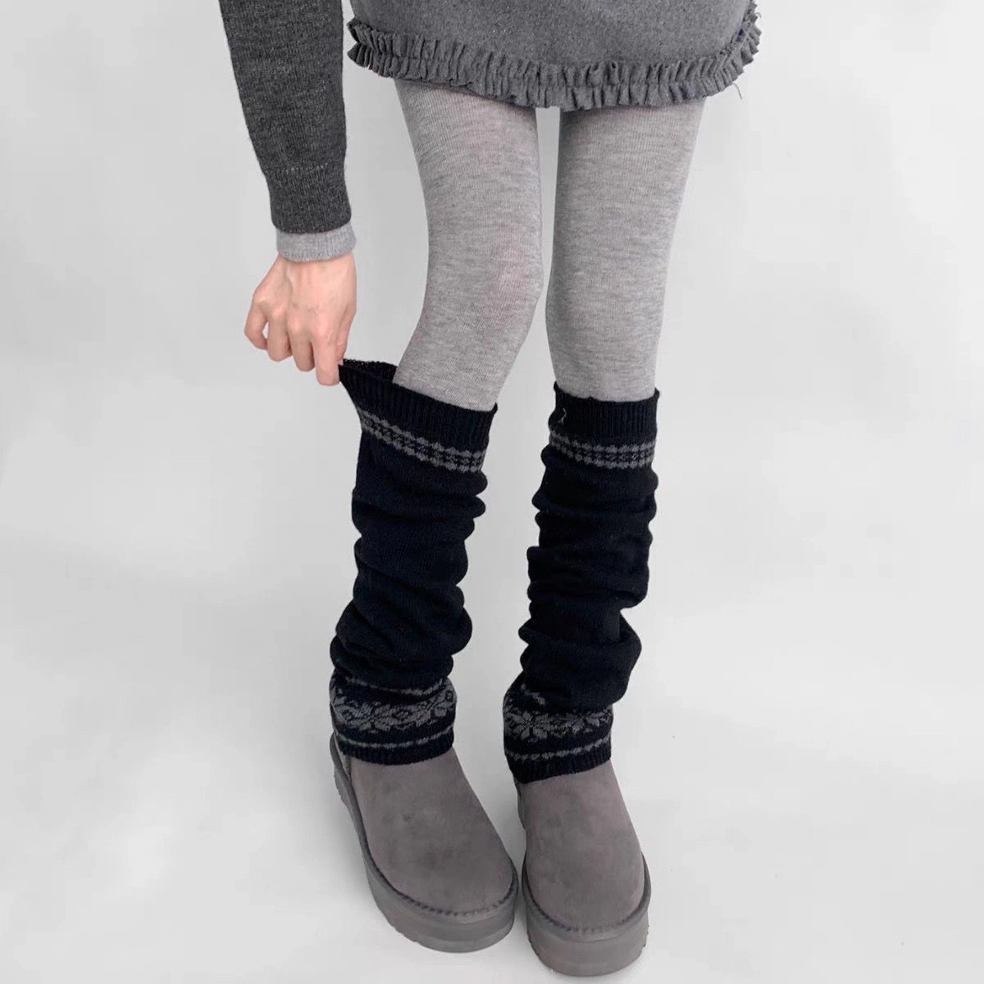 Anna-Kaci Women's Nordic Pattern Ribbed Knit Winter Leg Warmers