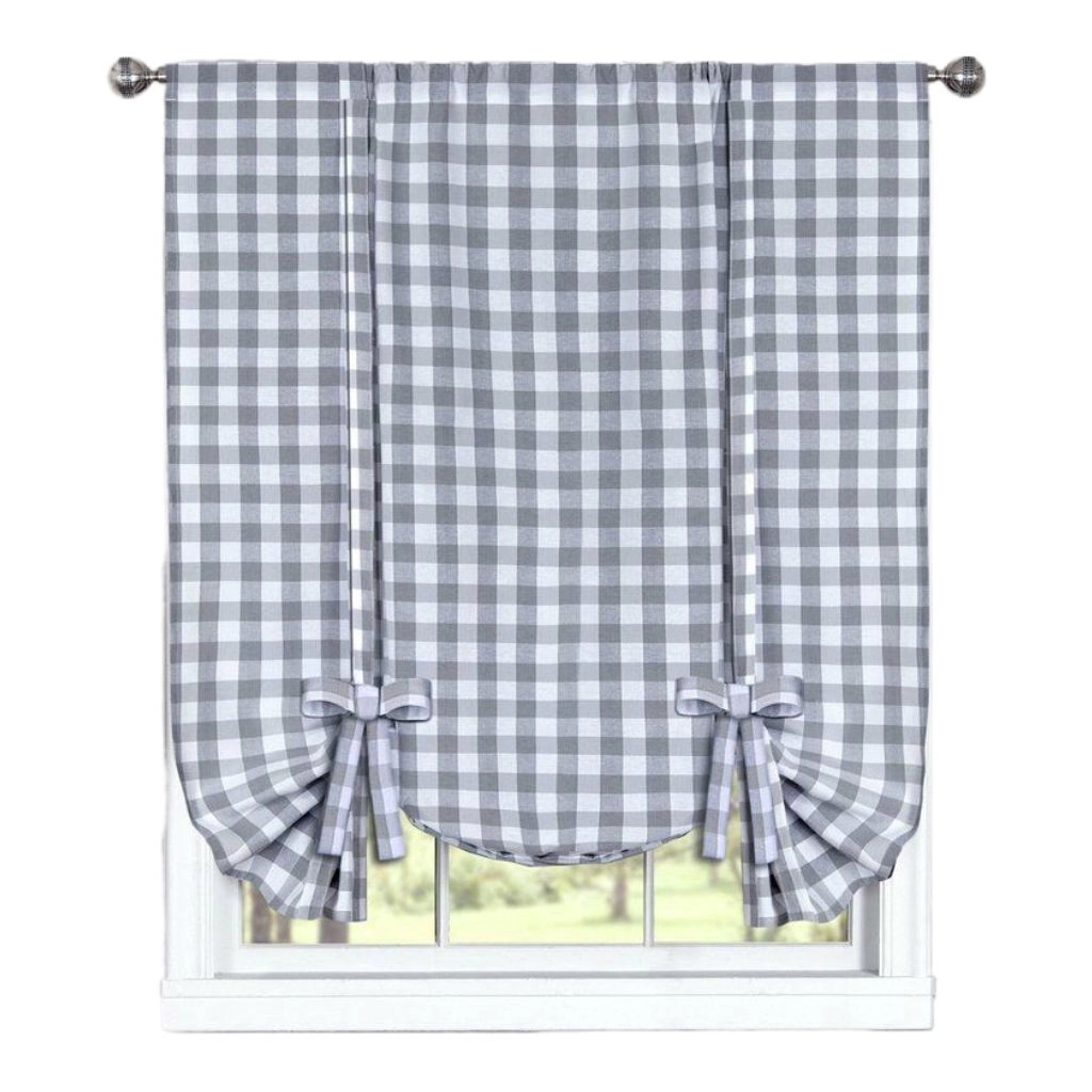 GoodGram Buffalo Check Plaid Gingham Tie Up Window Single Curtain Shade