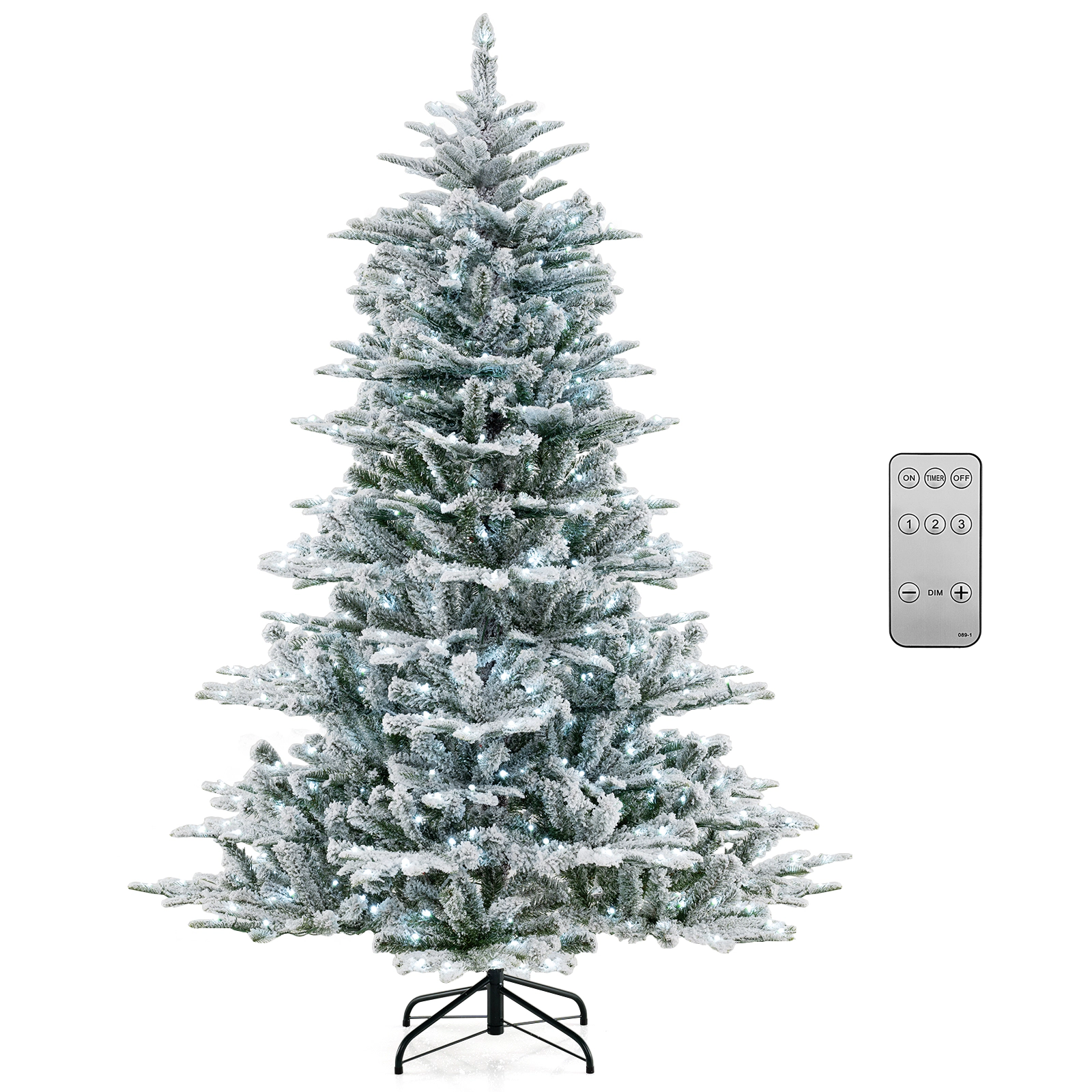 SlickBlue Snow Flocked Christmas Tree with Cool White LED Lights