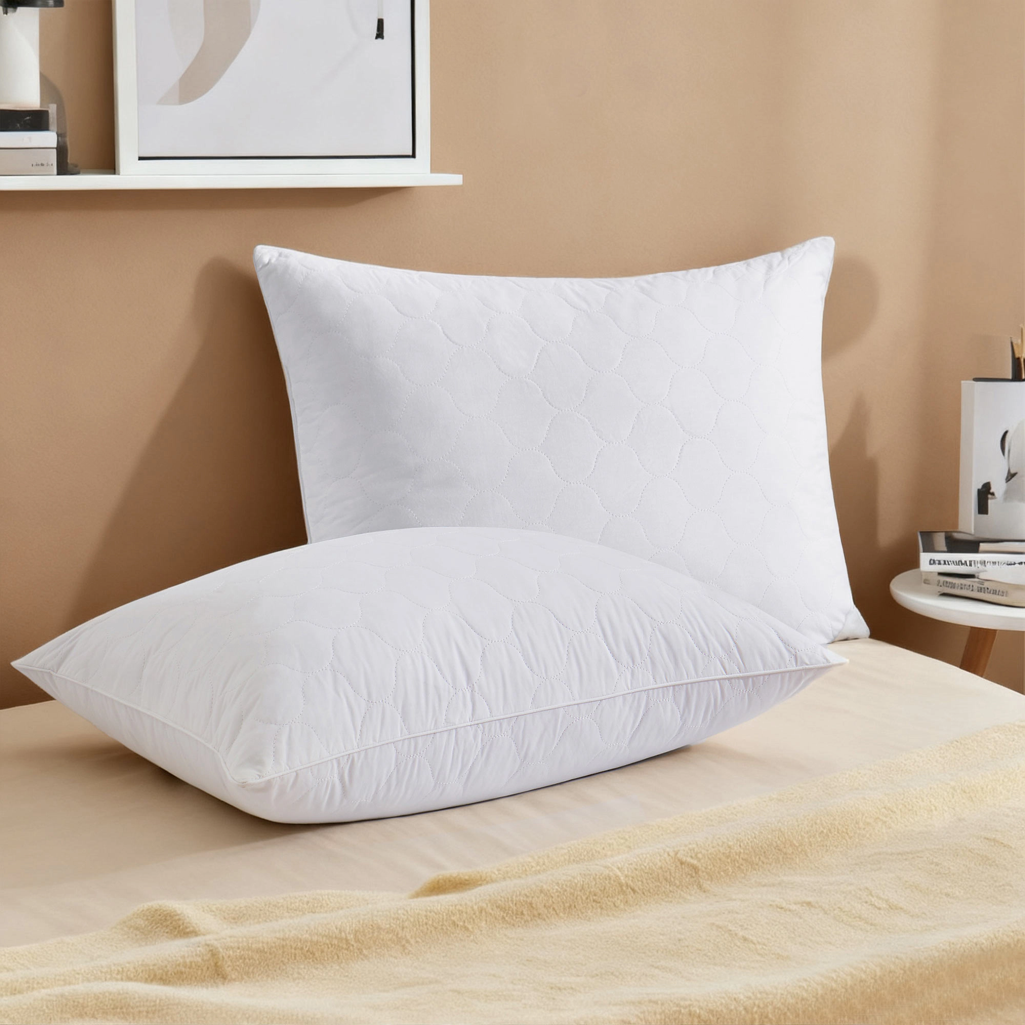 Unikome Goose Feathers Down Pillows with 100% Cotton Cover, Bed Sleeping Pillows Set of 2