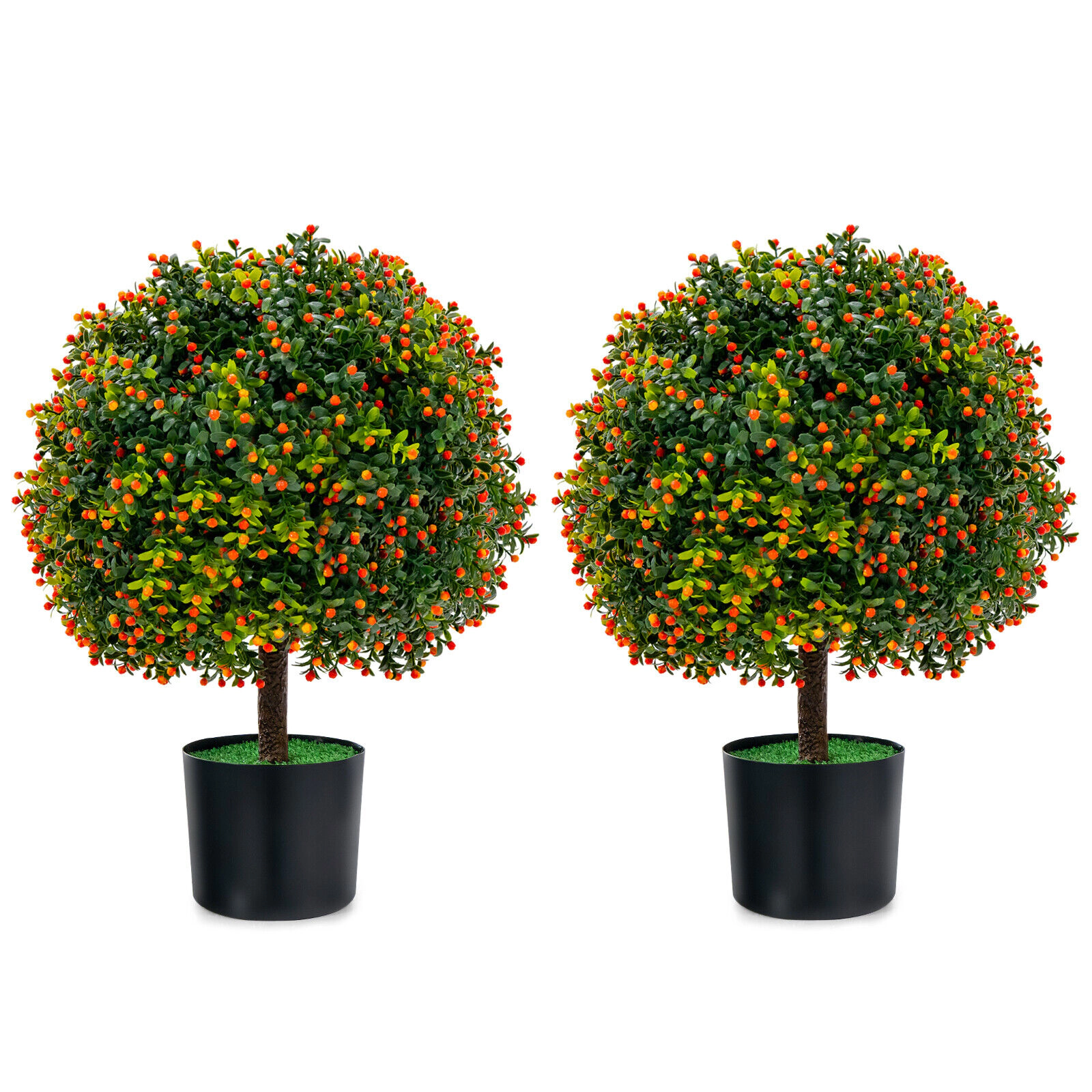 Slickblue 22 inch Faux Boxwood Topiary Trees Set of 2 for Porch Entryway Decor