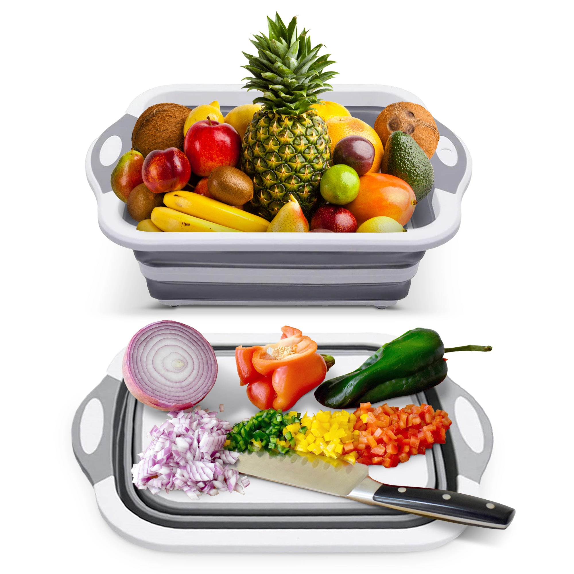 Cheer Collection Collapsible Cutting Board, Gray for Kitchen Prep and Serving